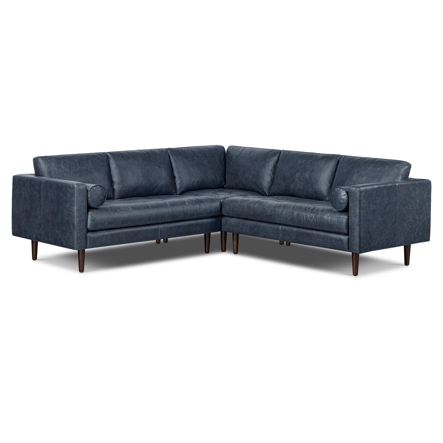 Napa 98" Leather L-Shaped Corner Sectional Sofa | Nightfall Blue