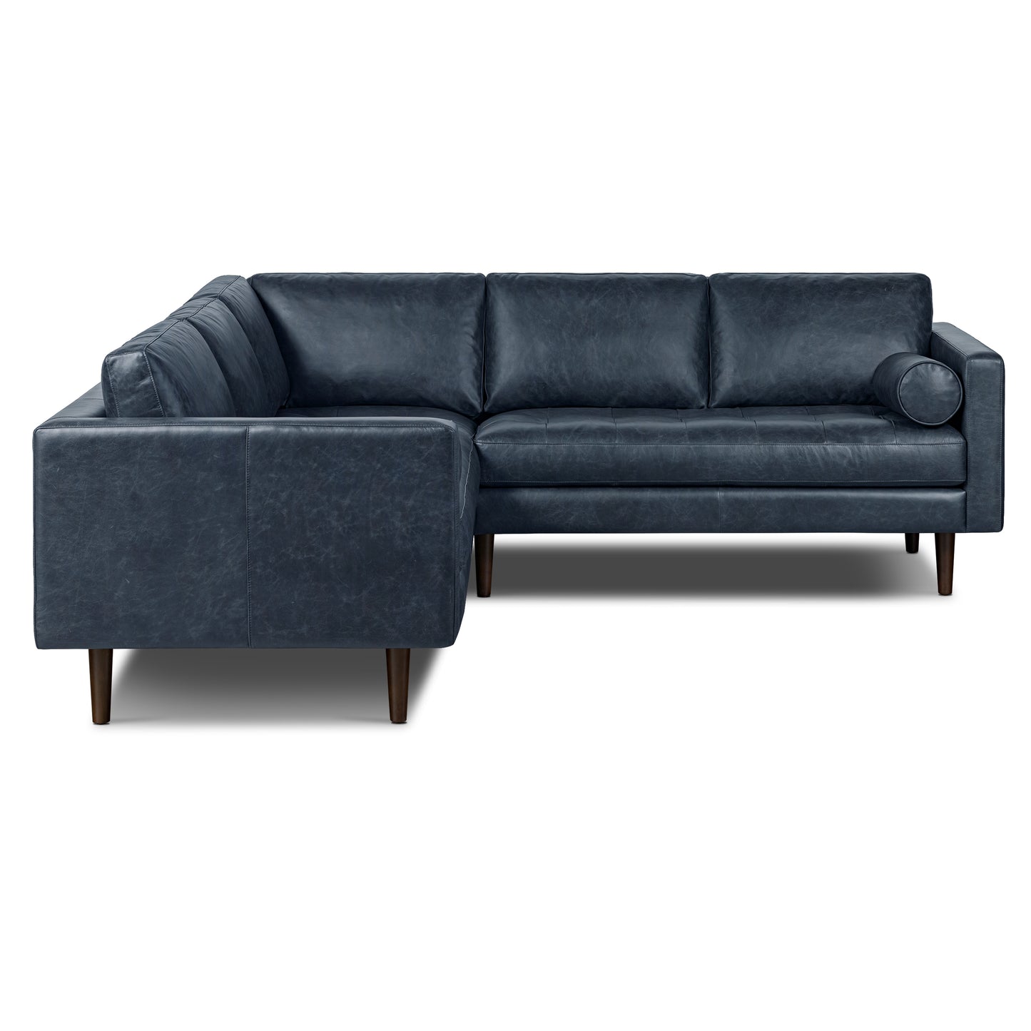 Napa 98" Leather L-Shaped Corner Sectional Sofa | Nightfall Blue