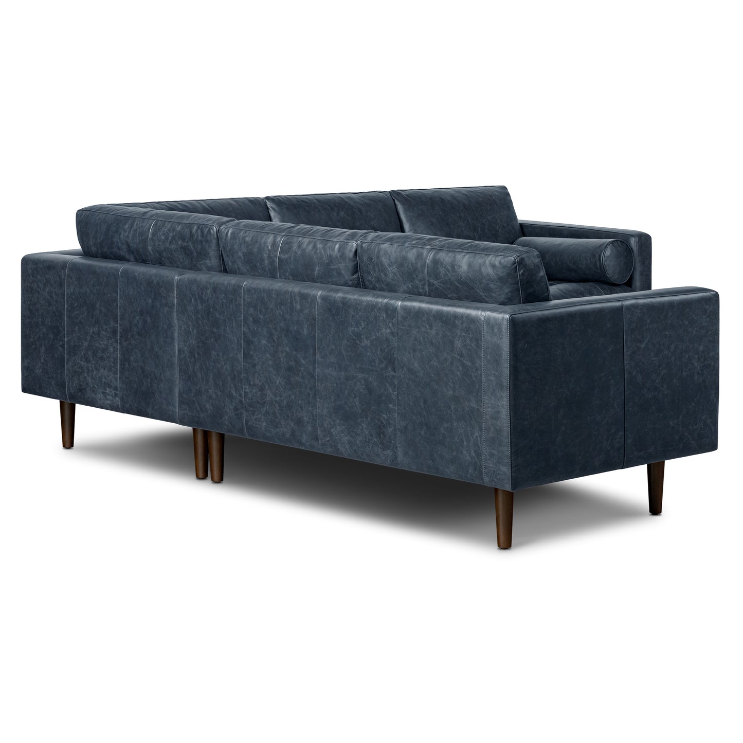 Napa 98" Leather L-Shaped Corner Sectional Sofa | Nightfall Blue