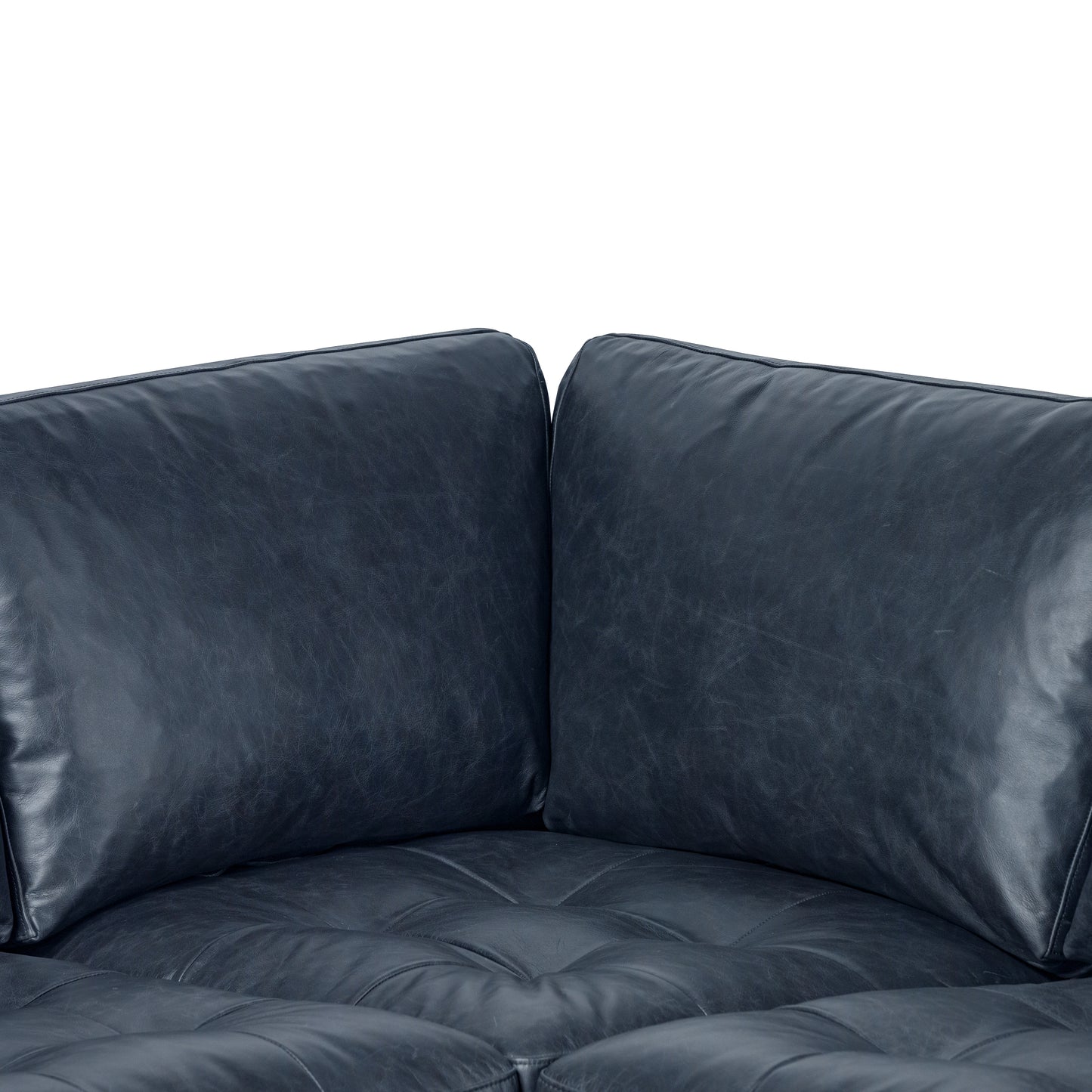 Napa 98" Leather L-Shaped Corner Sectional Sofa | Nightfall Blue