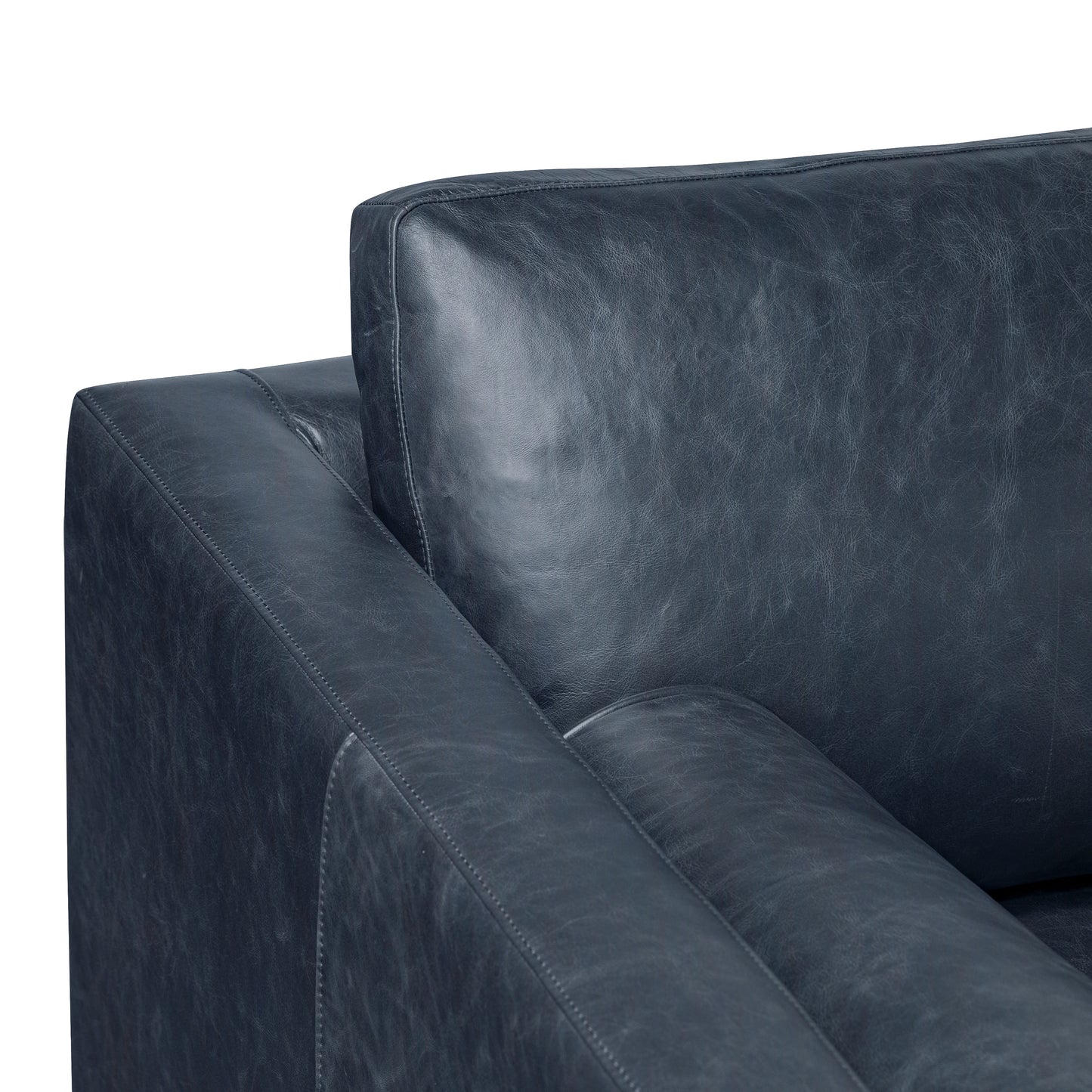 Napa 98" Leather L-Shaped Corner Sectional Sofa | Nightfall Blue