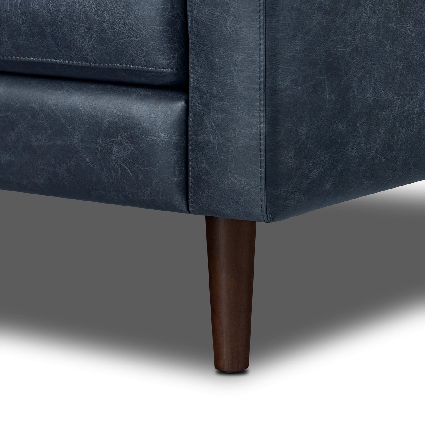 Napa 98" Leather L-Shaped Corner Sectional Sofa | Nightfall Blue