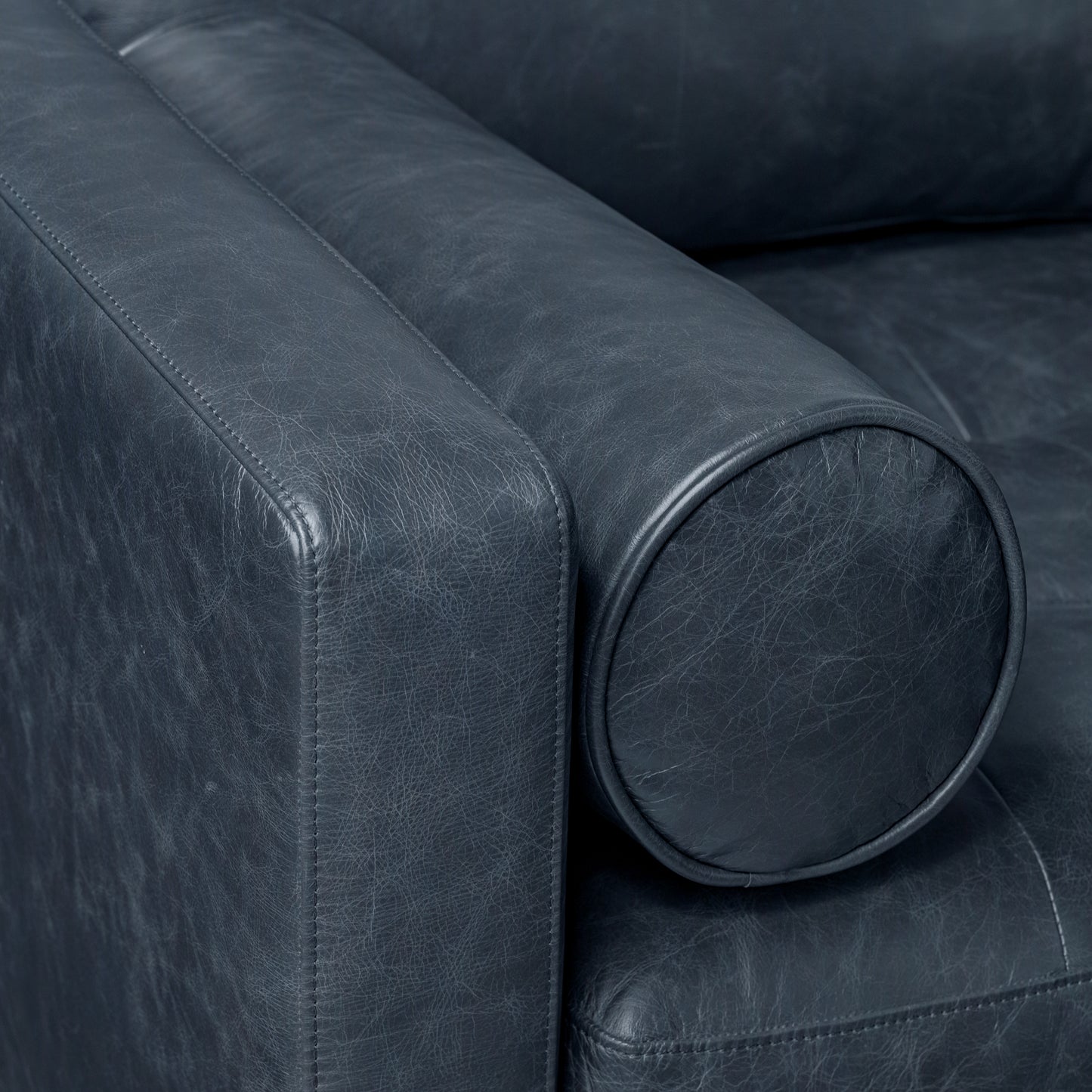 Napa 98" Leather L-Shaped Corner Sectional Sofa | Nightfall Blue