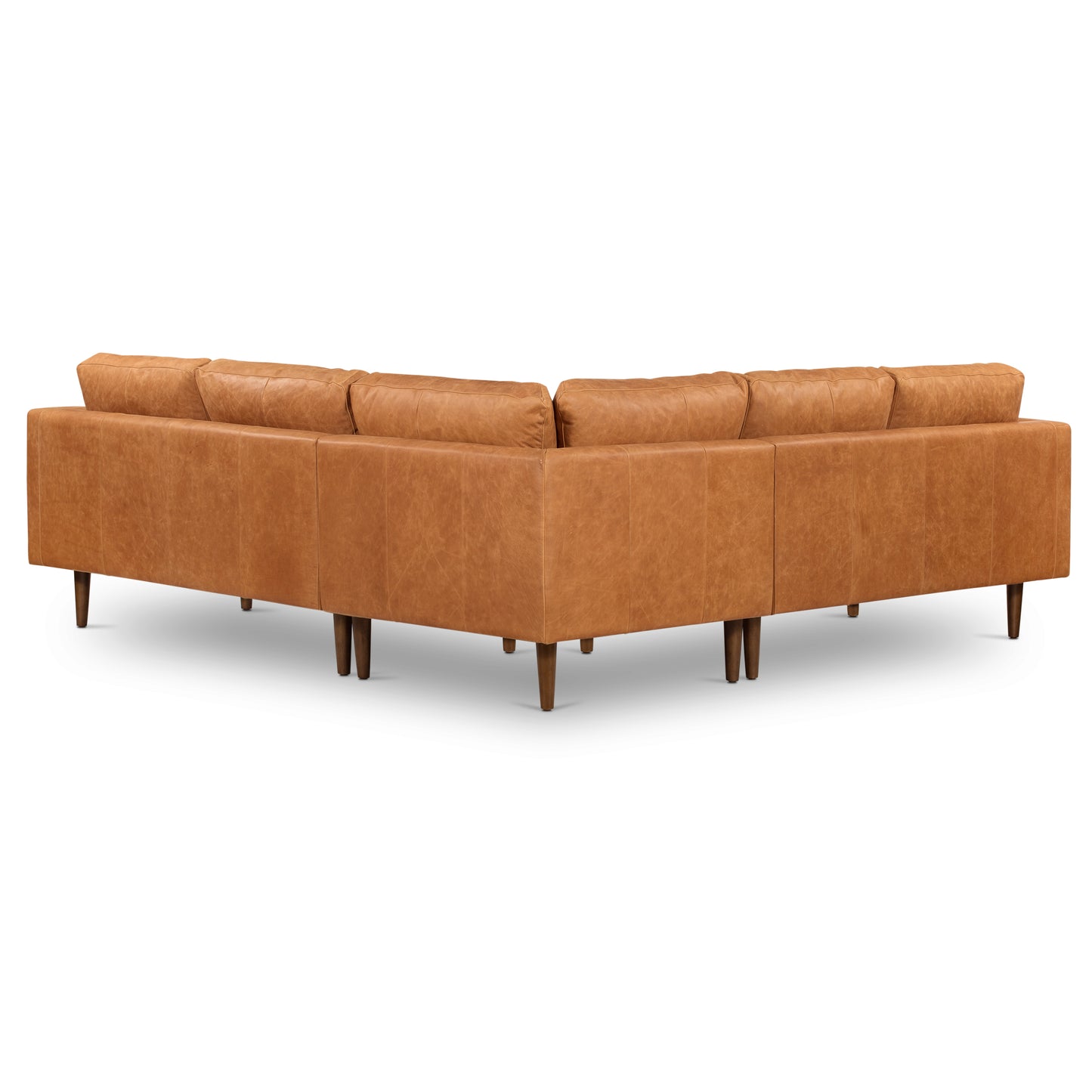 Napa 98" Leather L-Shaped Corner Sectional Sofa | Cognac Tan