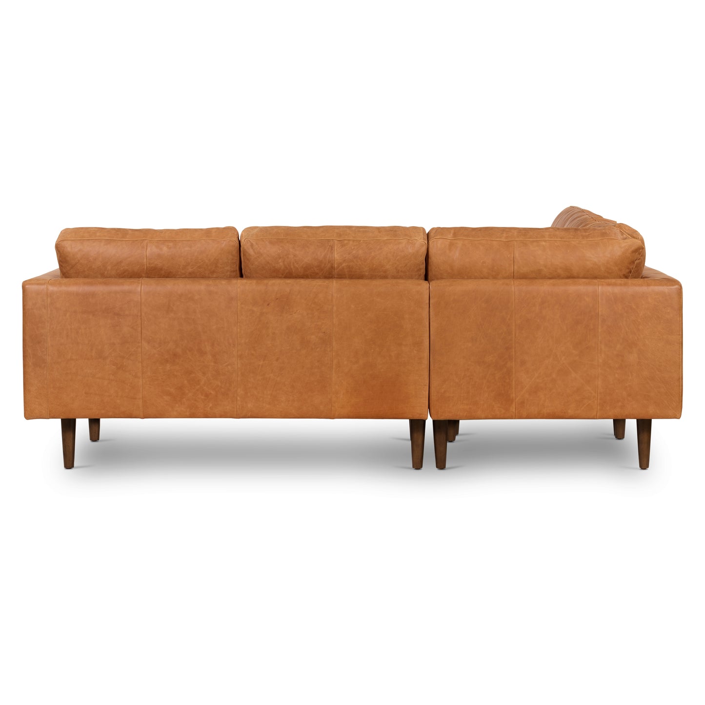 Napa 98" Leather L-Shaped Corner Sectional Sofa | Cognac Tan