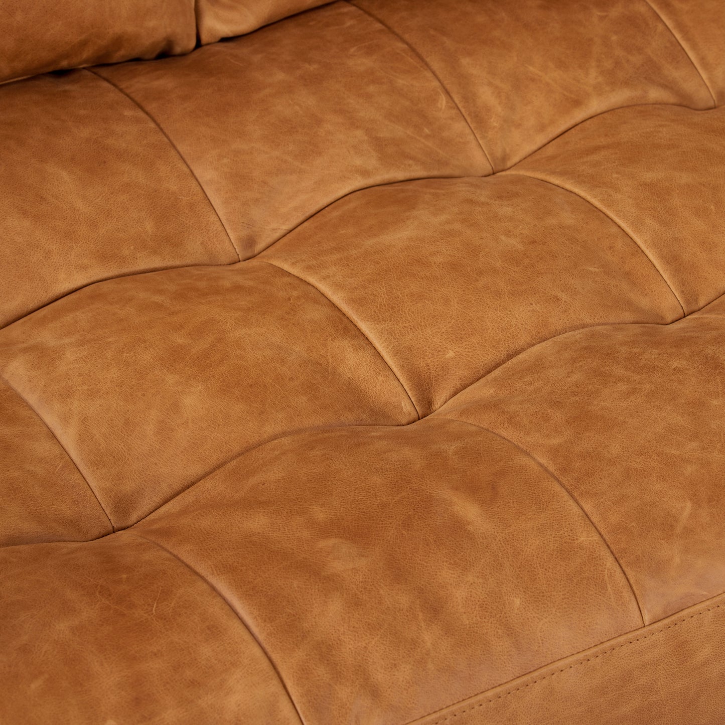 Napa 98" Leather L-Shaped Corner Sectional Sofa | Cognac Tan