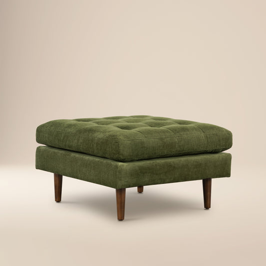 Napa Velvet Ottoman | Distressed Green