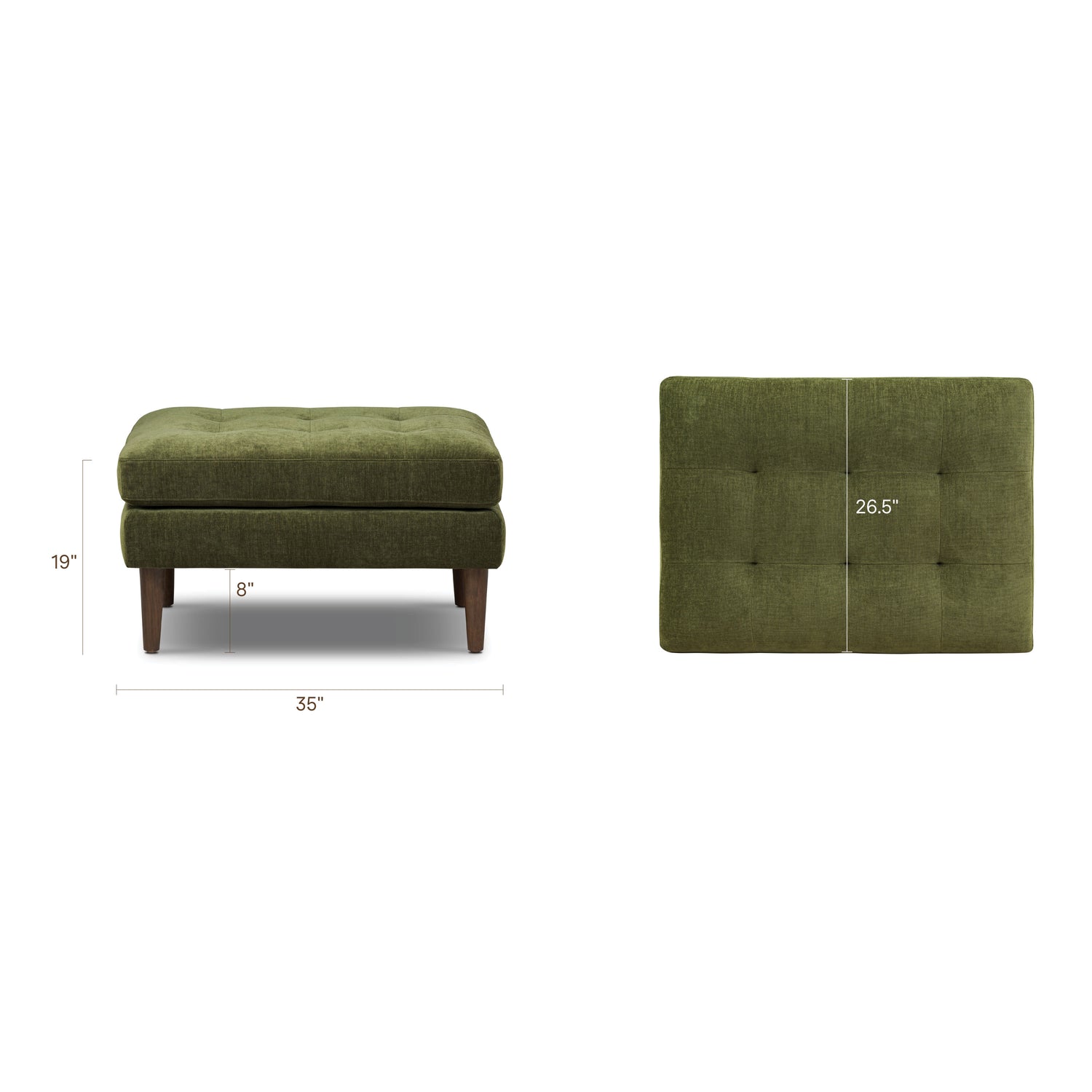 Napa Velvet Ottoman | Distressed Green 