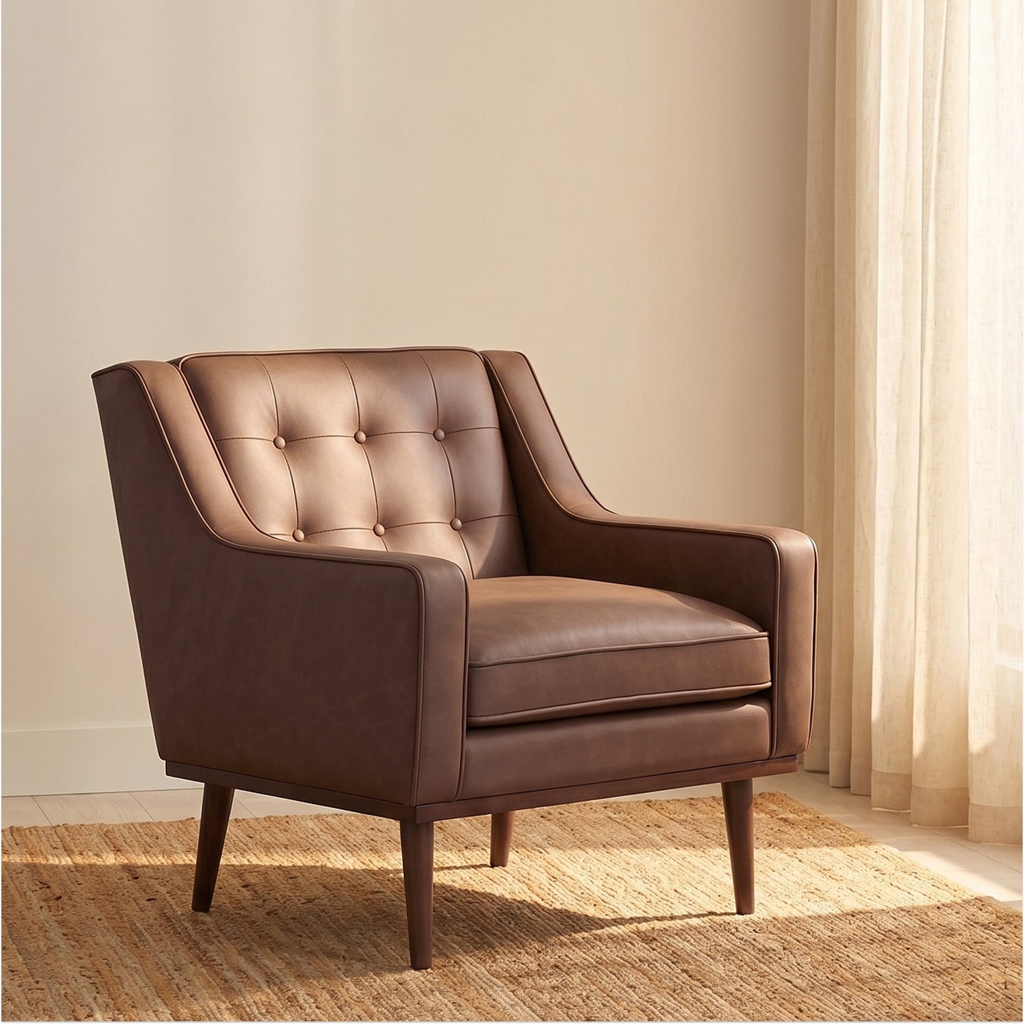 Gus Leather Lounge Chair | Caramel Brown
