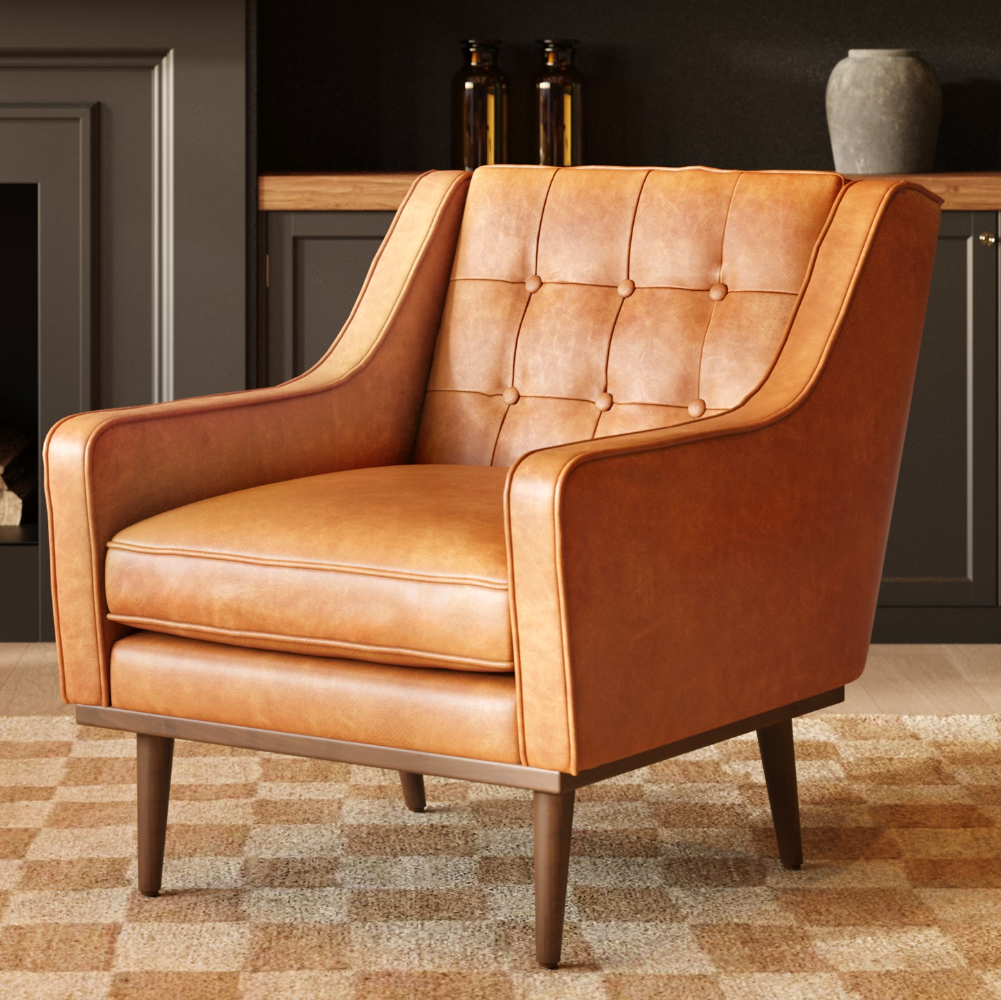 Gus Leather Lounge Chair | Cognac Tan