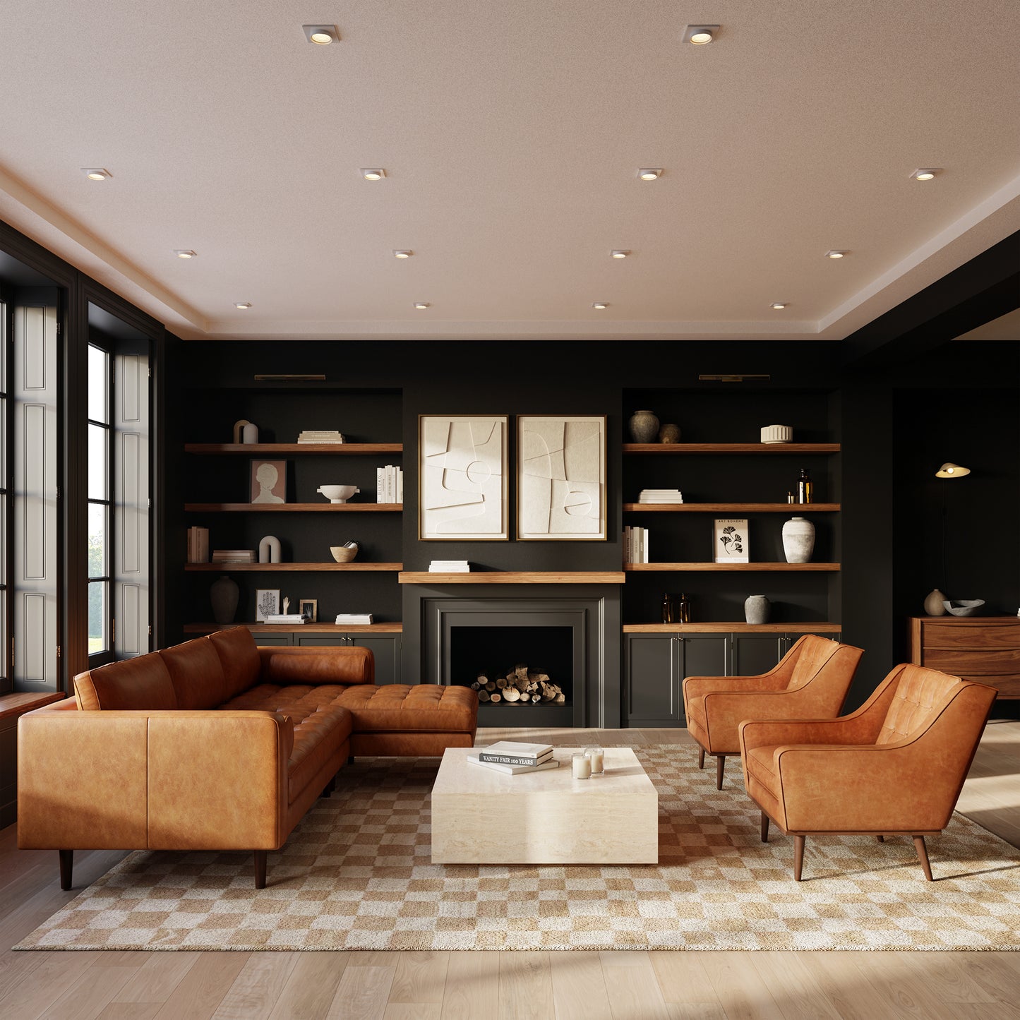 Gus Leather Lounge Chair | Cognac Tan