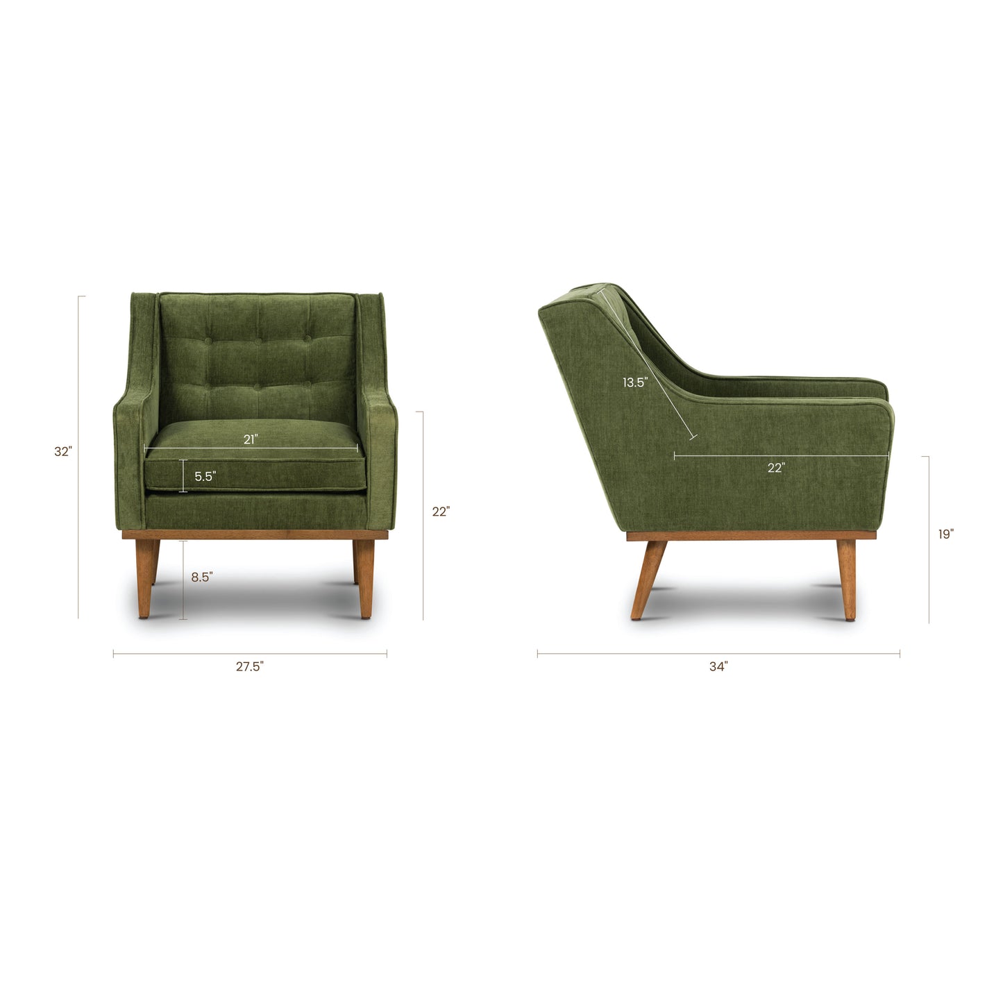 Gus Fabric Lounge Chair | Distressed Green