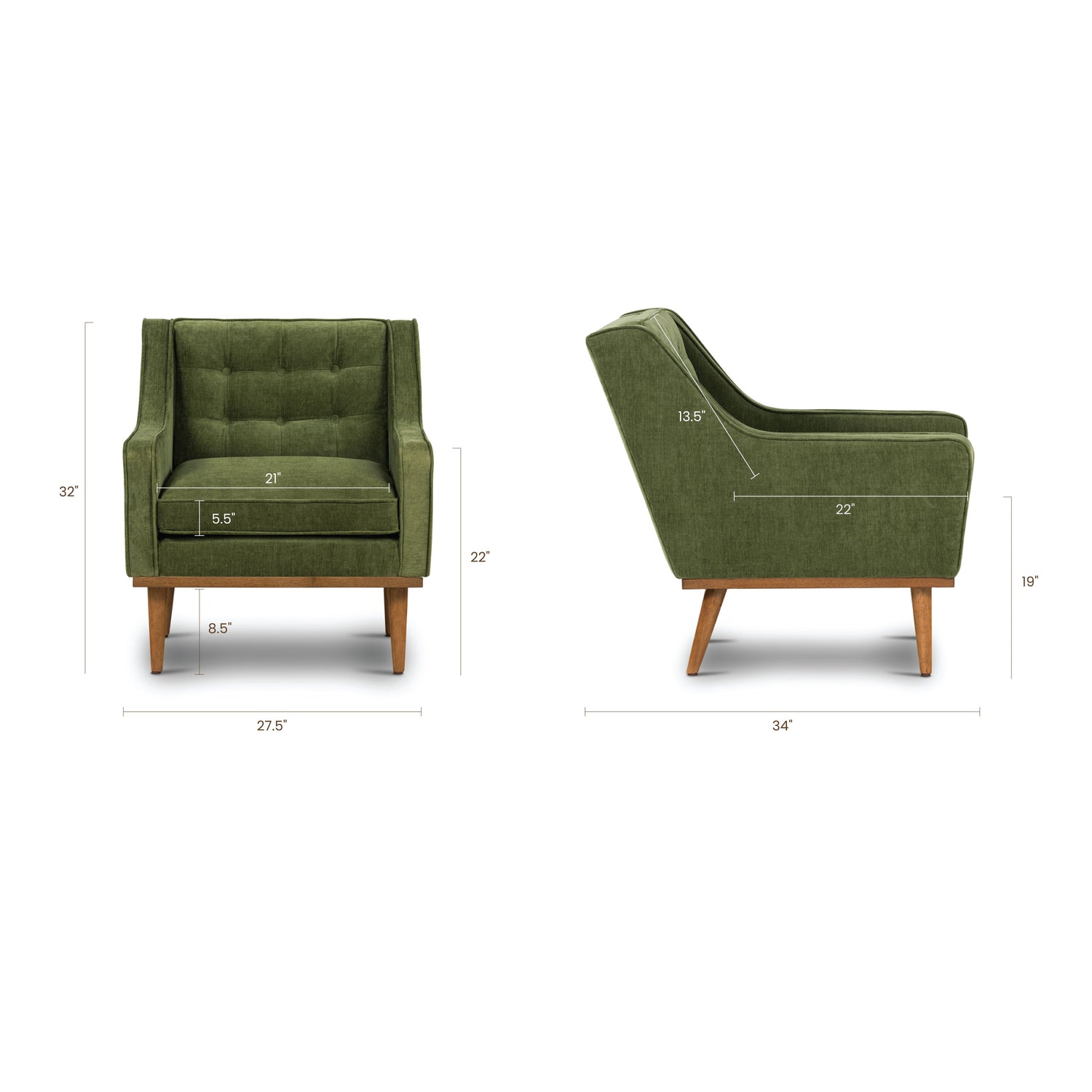 Gus Fabric Lounge Chair | Distressed Green 