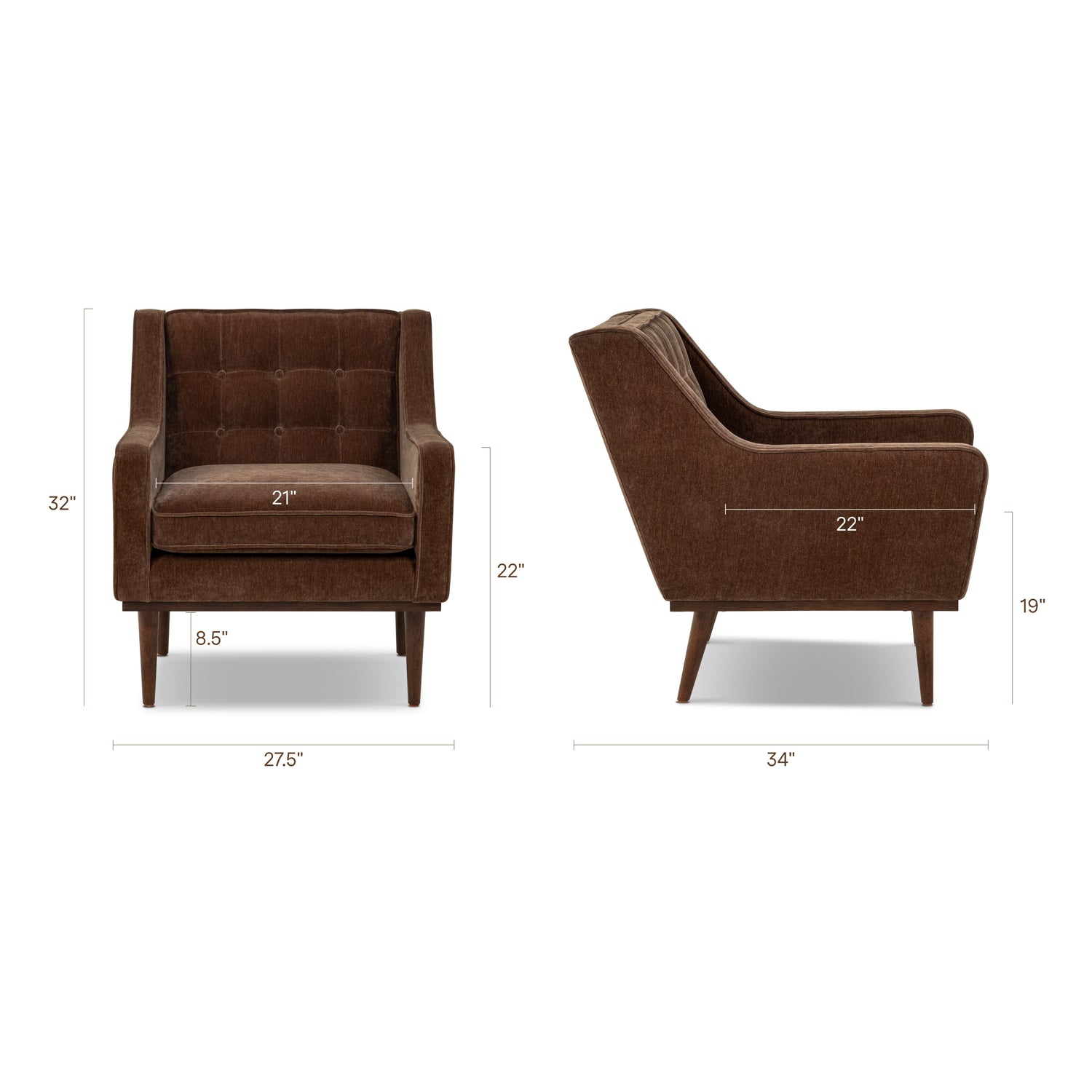 Gus Fabric Lounge Chair | Bronzer Brown 