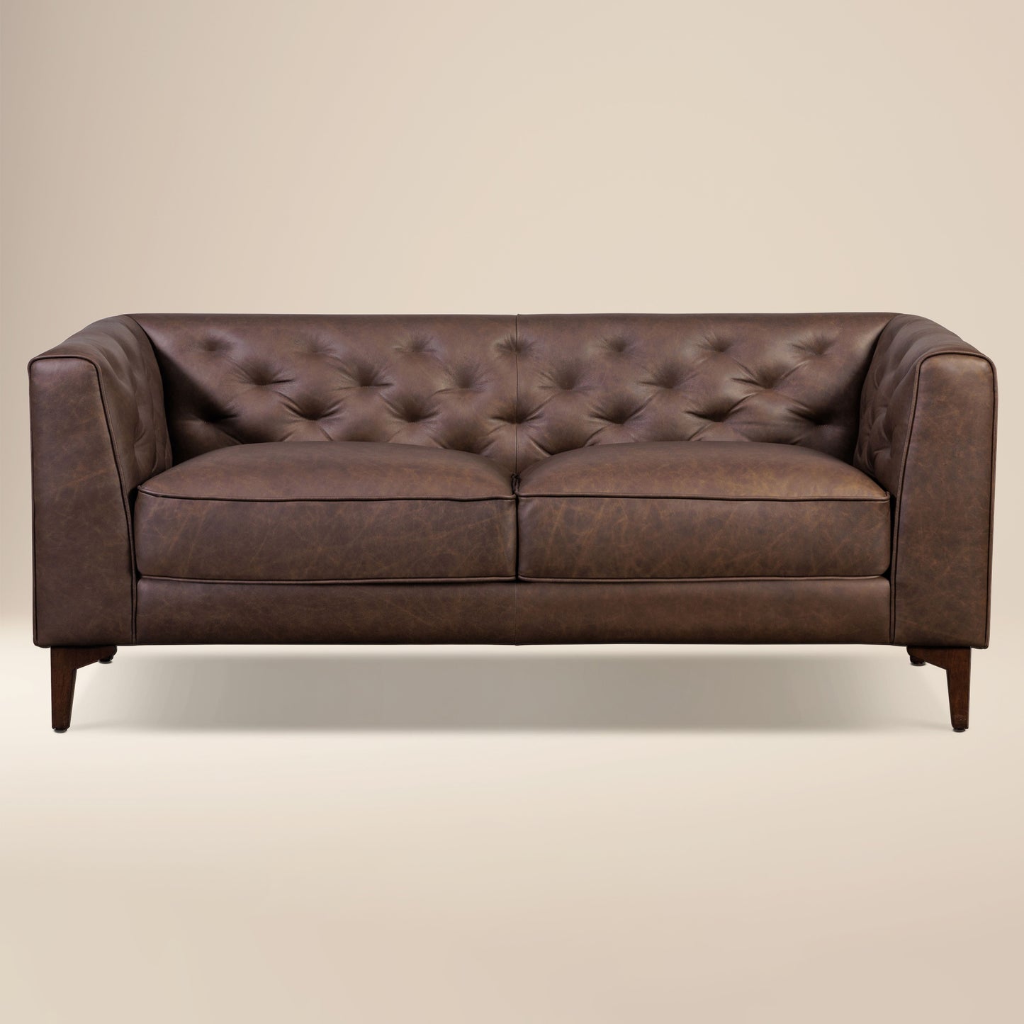 Essex 74" Leather Apartment Sofa | Bridle Brown