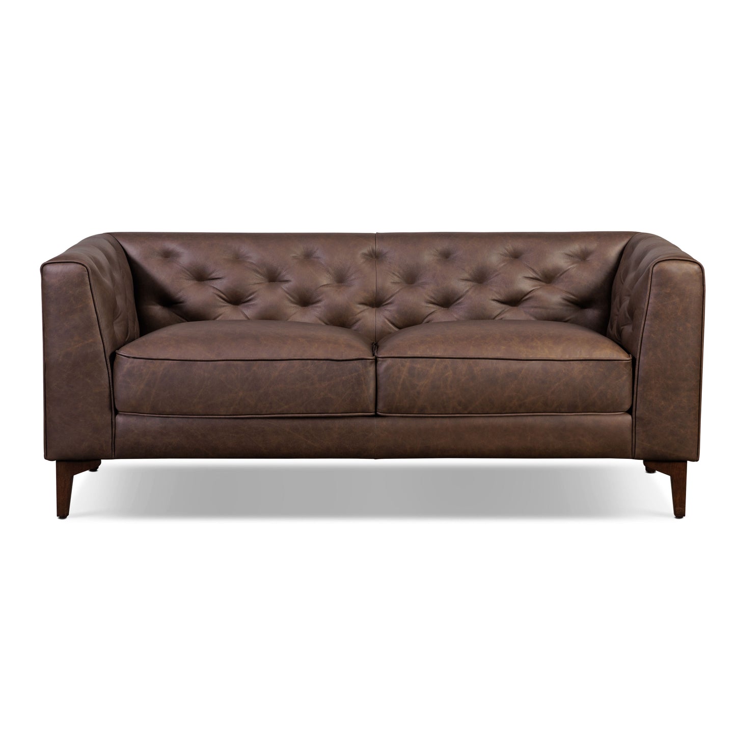 Essex 74" Leather Apartment Sofa | Bridle Brown