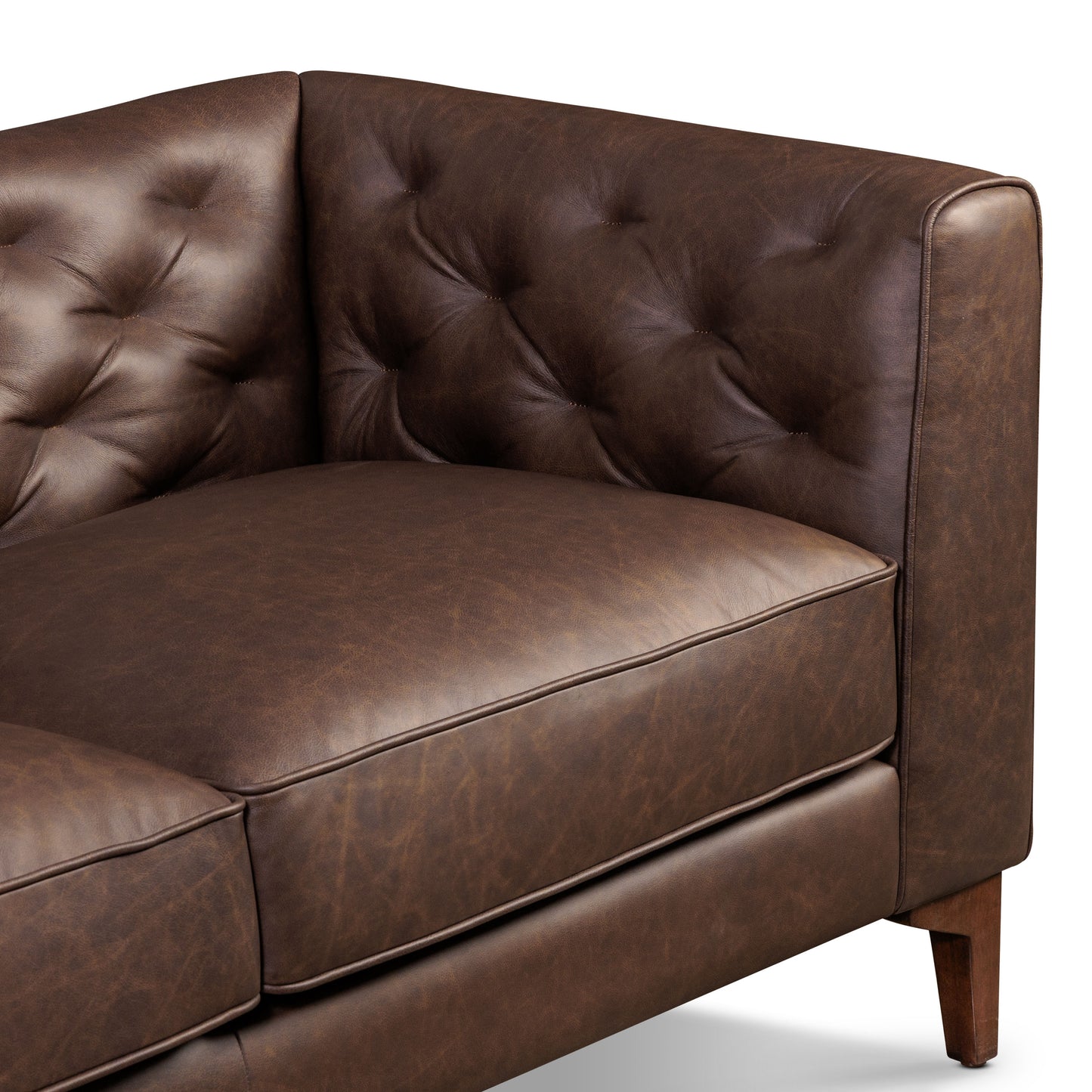 Essex 74" Leather Apartment Sofa | Bridle Brown