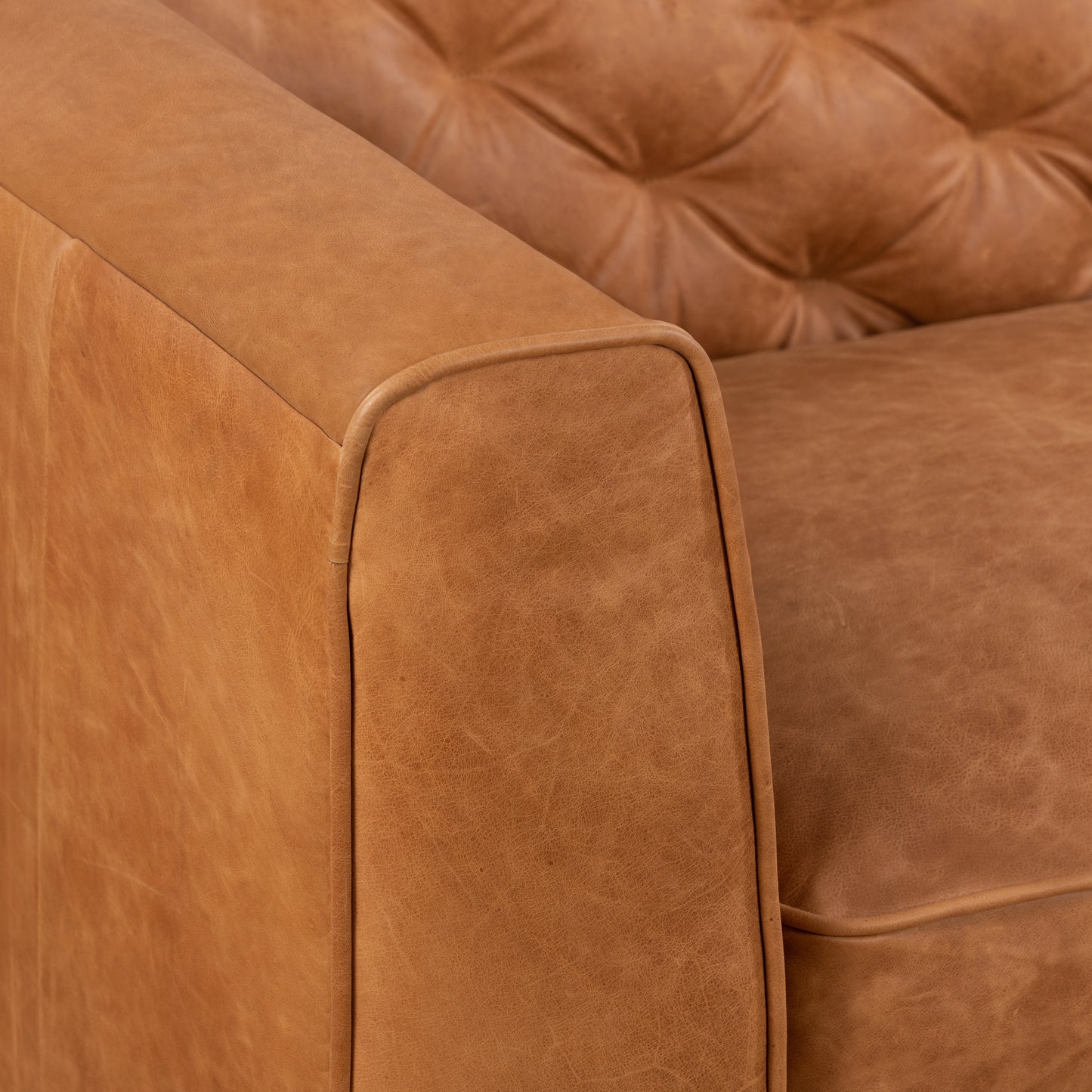 Essex 74" Leather Apartment Sofa | Cognac Tan