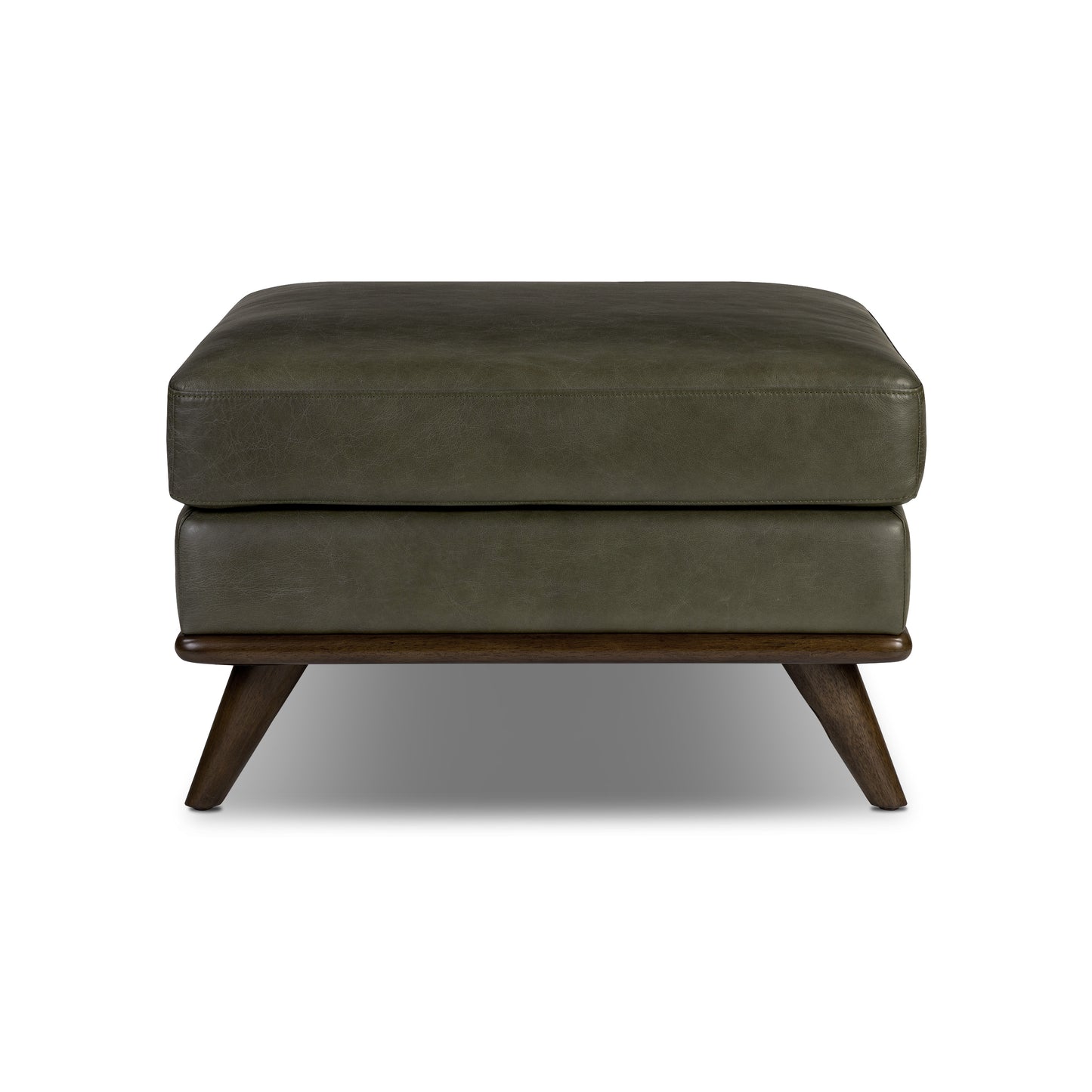 Nolita Leather Ottoman | Olivine Green