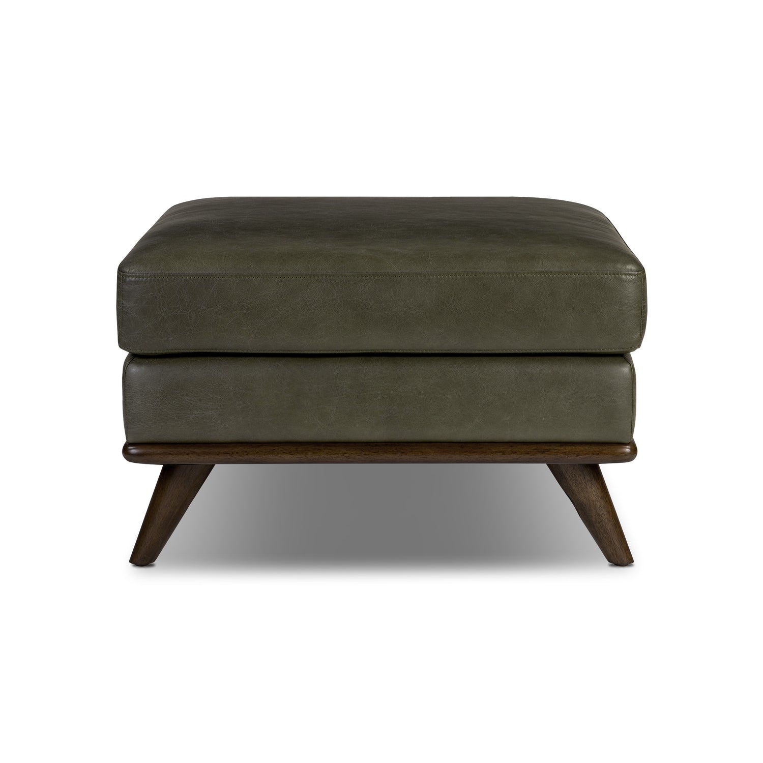 Nolita Leather Ottoman | Olivine Green 