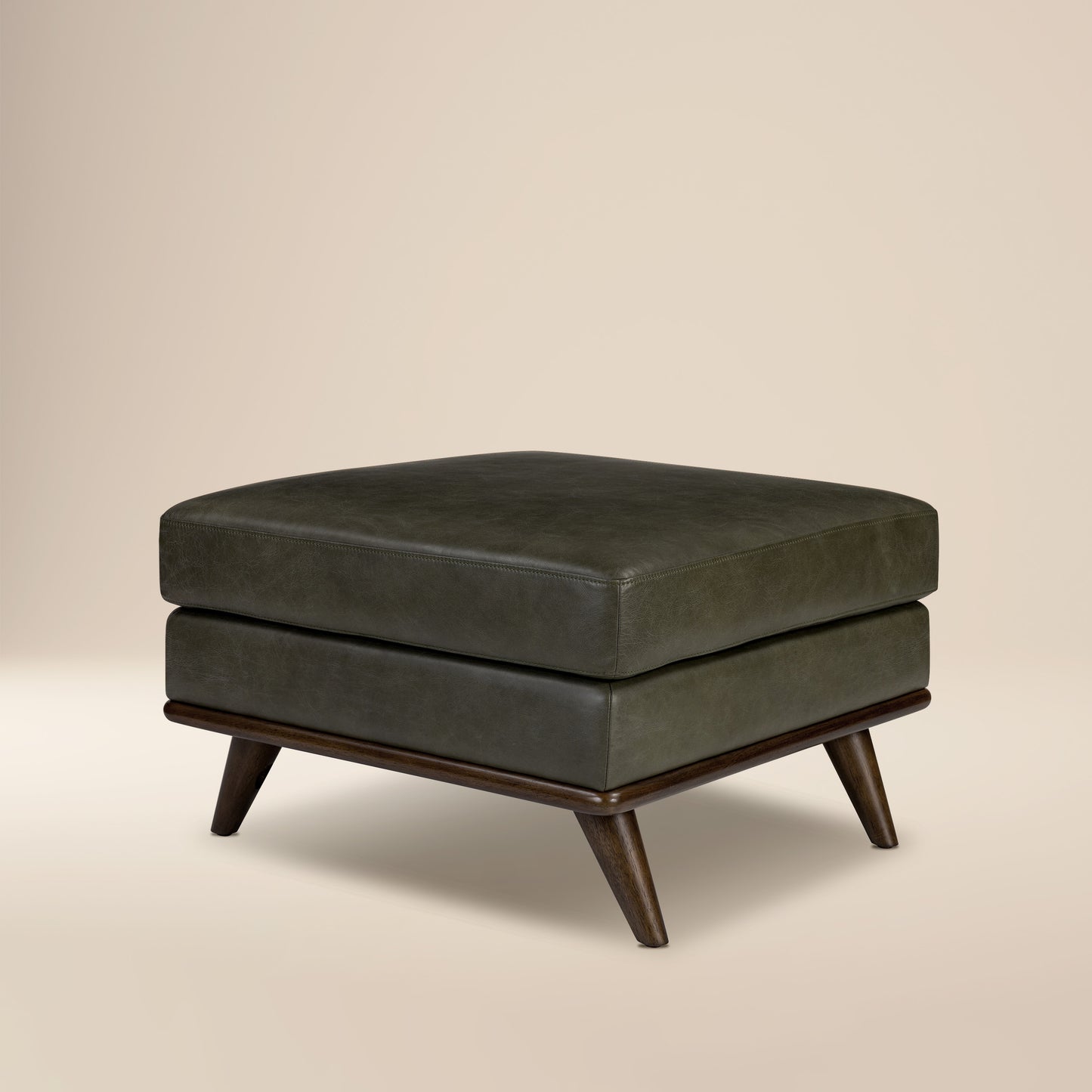 Nolita Leather Ottoman | Olivine Green