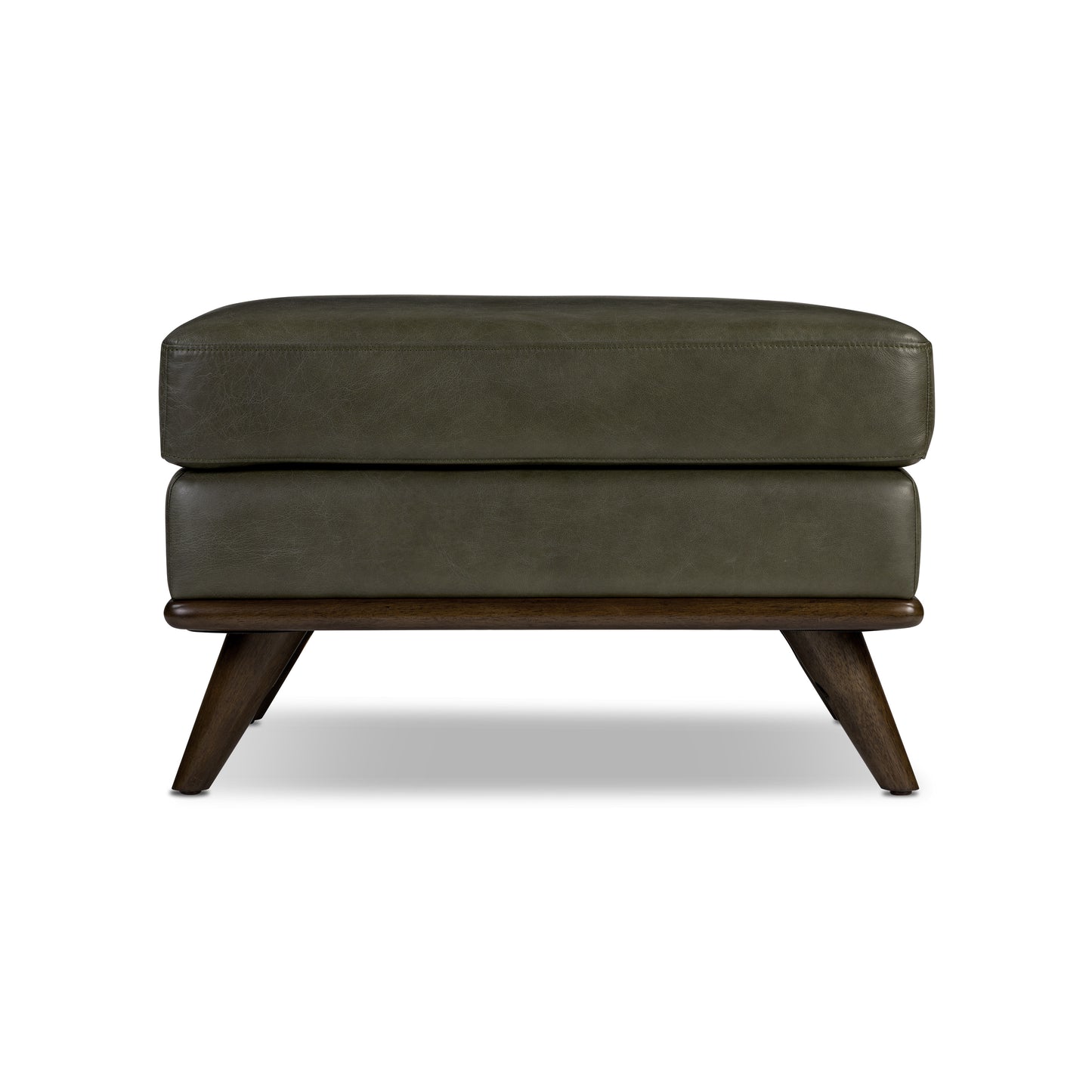 Nolita Leather Ottoman | Olivine Green