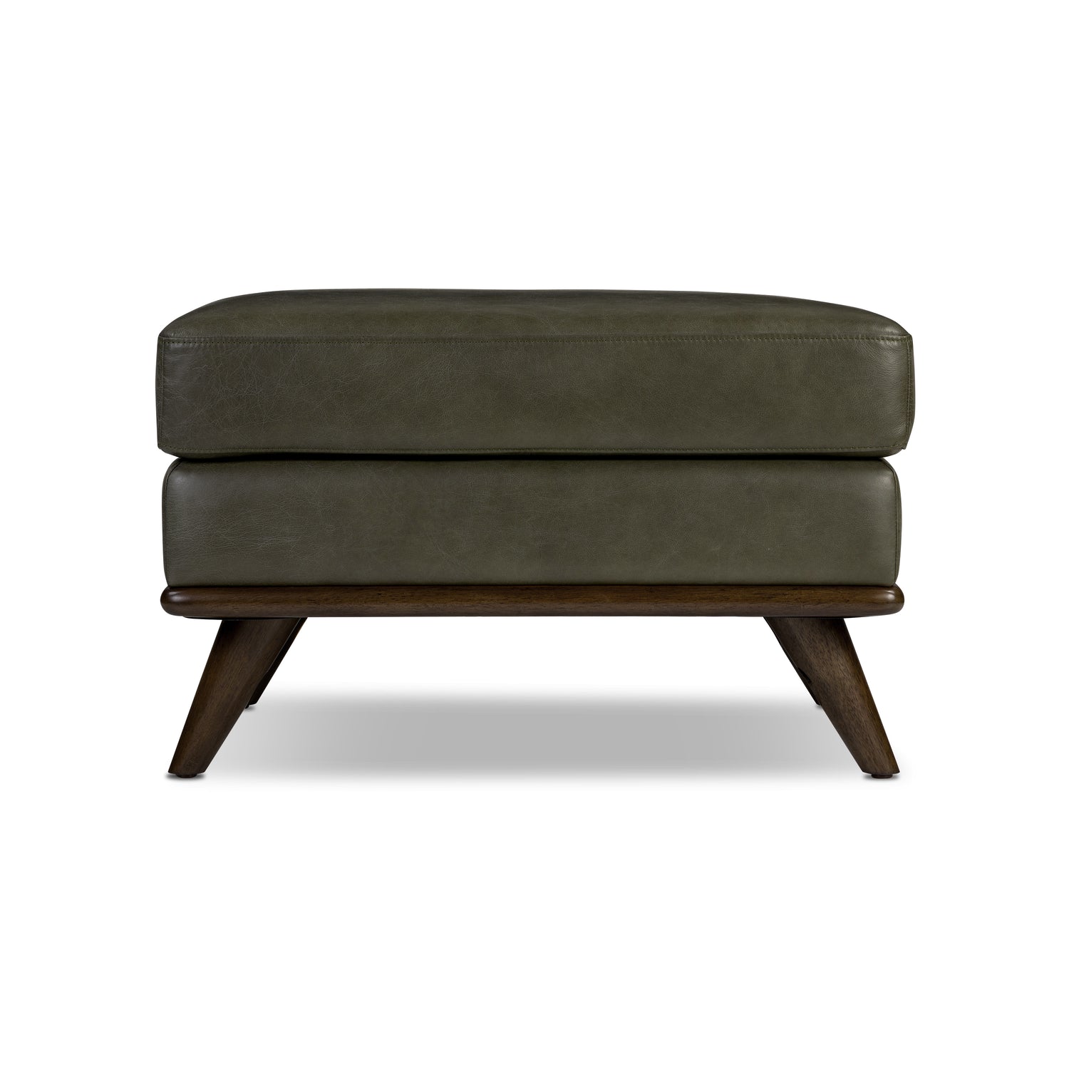 Nolita Leather Ottoman | Olivine Green 