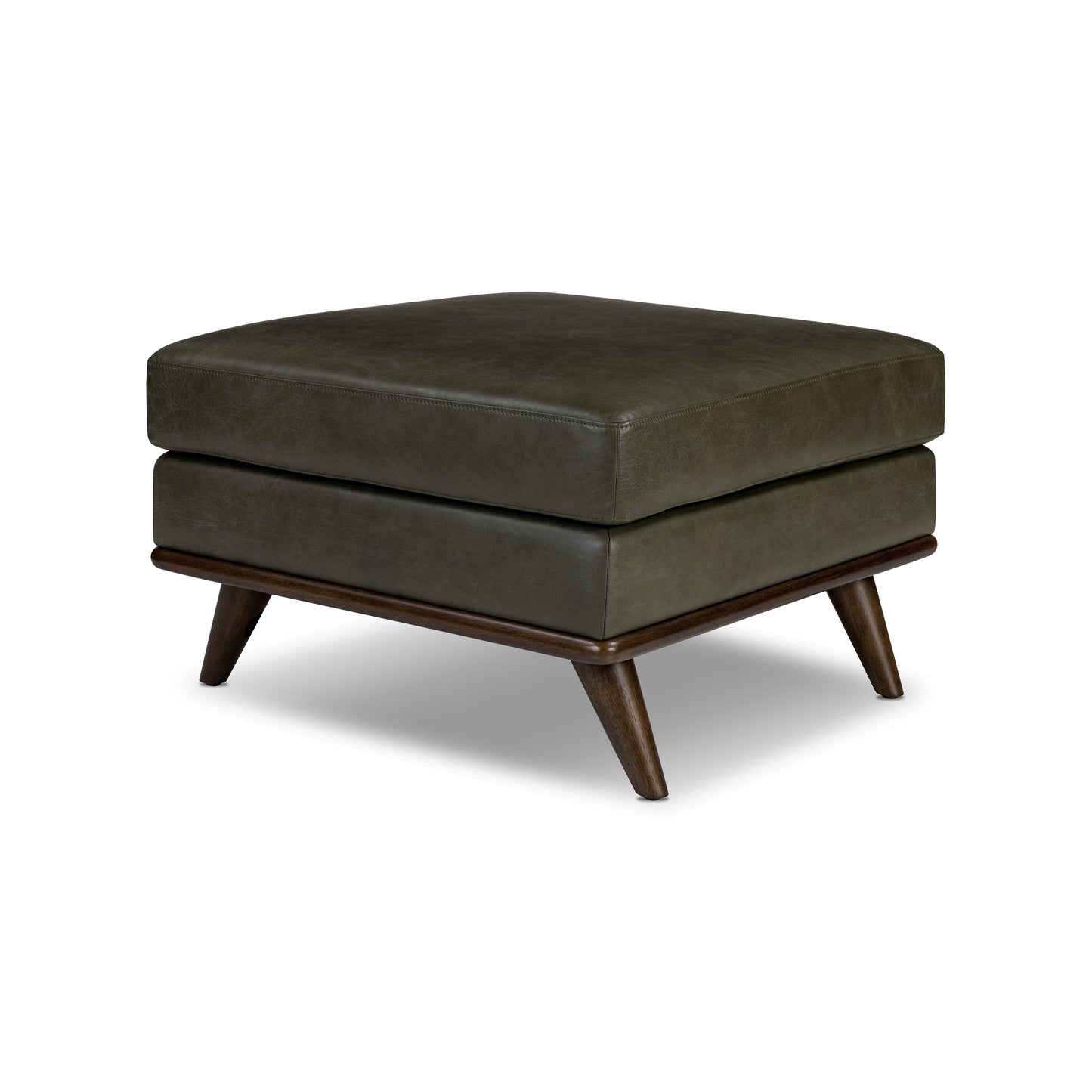 Nolita Leather Ottoman | Olivine Green