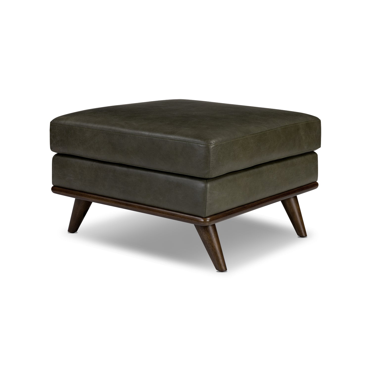 Nolita Leather Ottoman | Olivine Green 