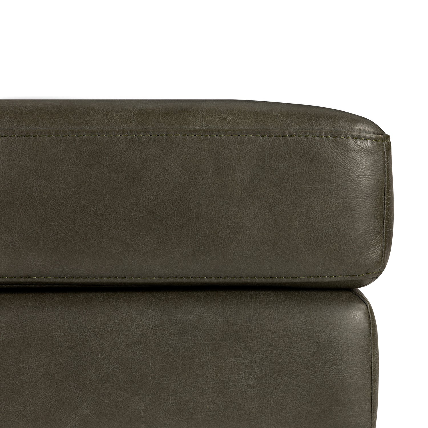 Nolita Leather Ottoman | Olivine Green 