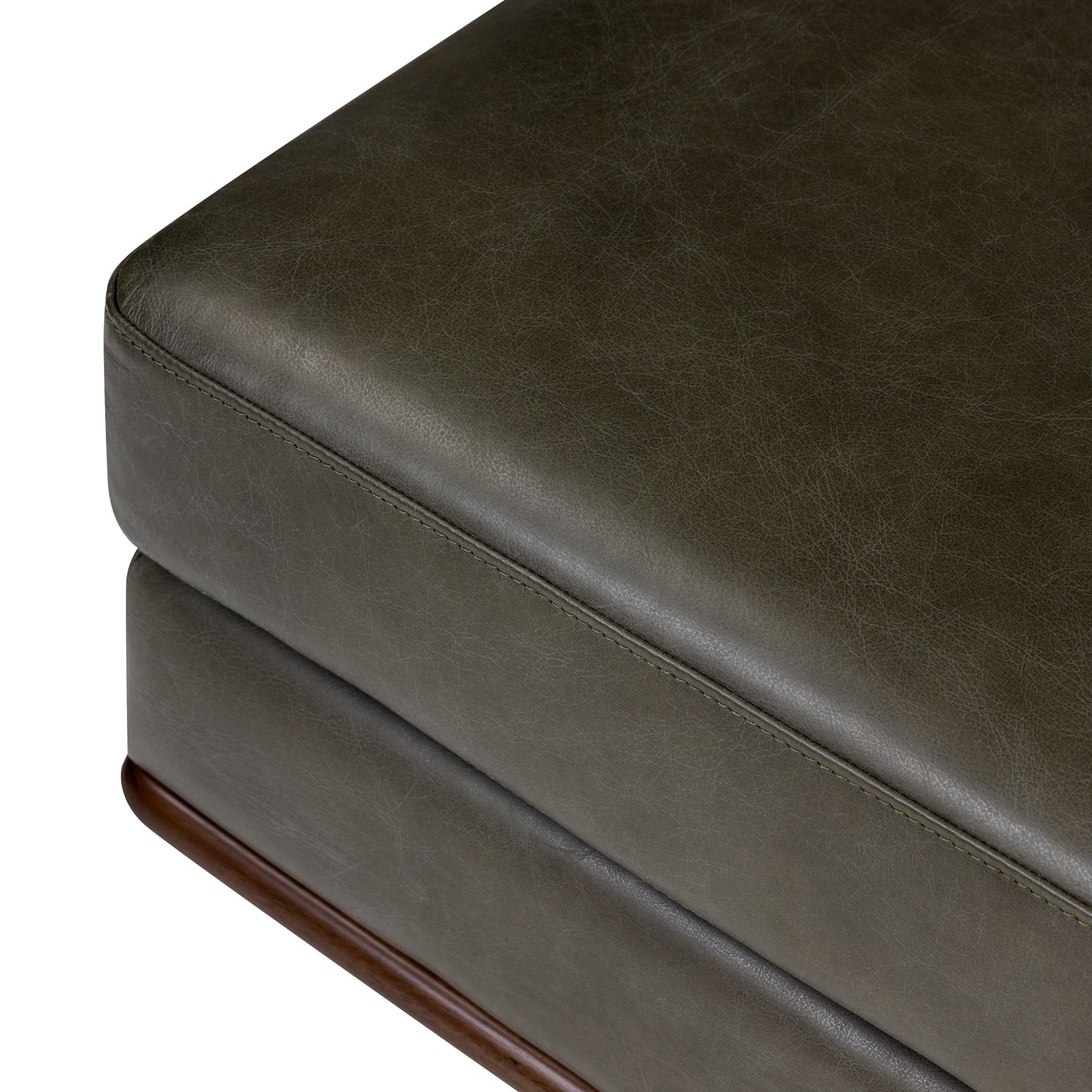 Nolita Leather Ottoman | Olivine Green