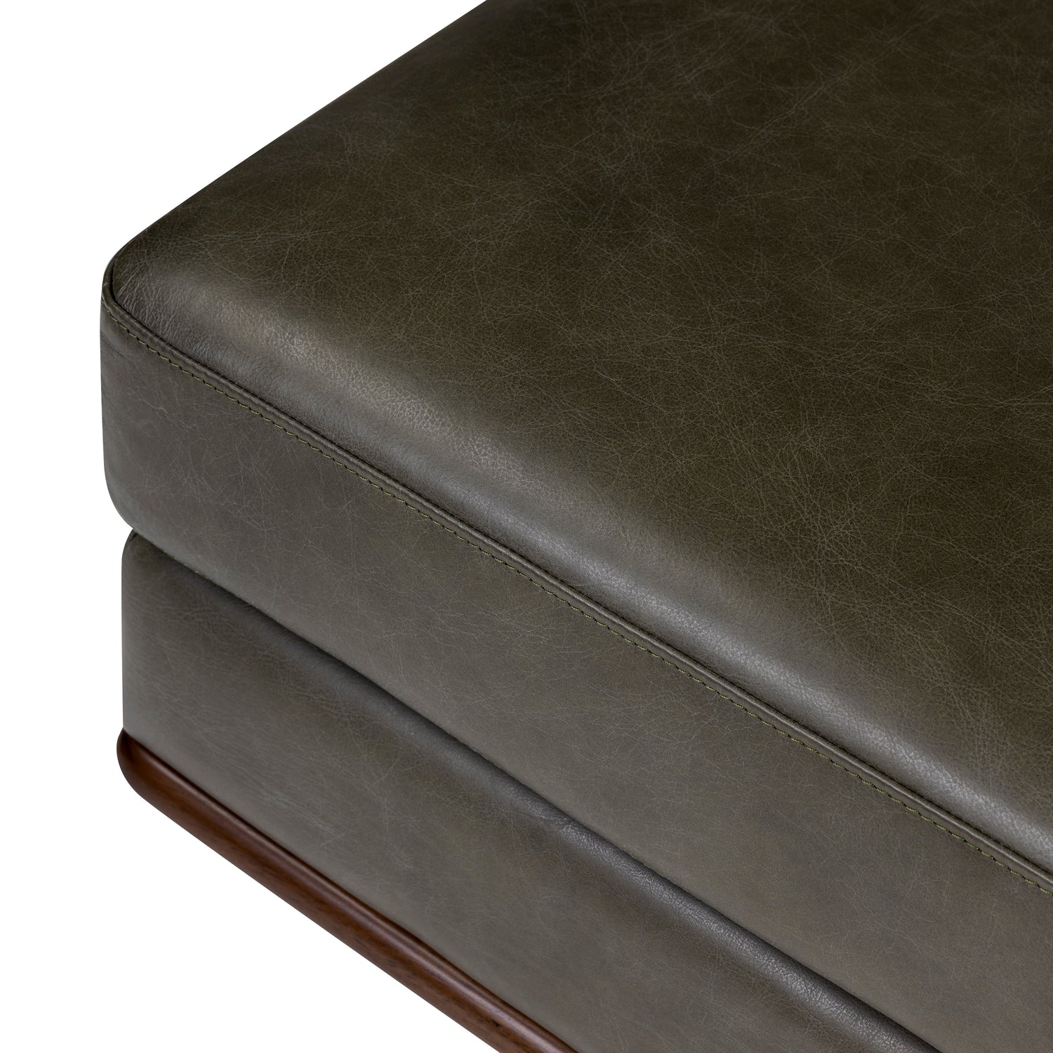 Nolita Leather Ottoman | Olivine Green 