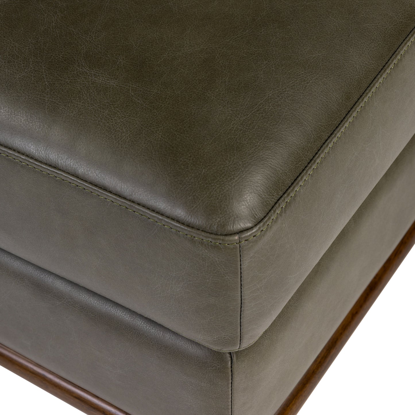 Nolita Leather Ottoman | Olivine Green
