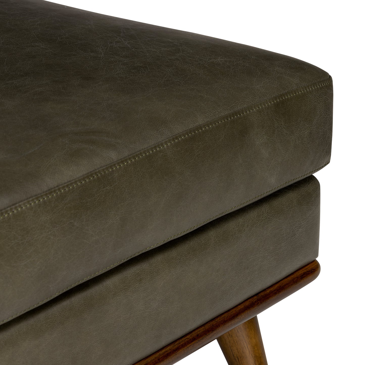 Nolita Leather Ottoman | Olivine Green