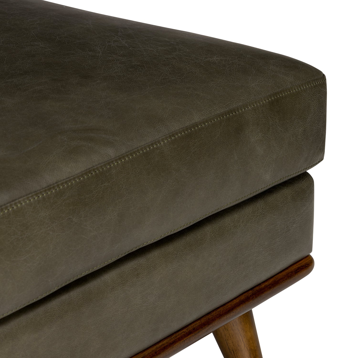 Nolita Leather Ottoman | Olivine Green 