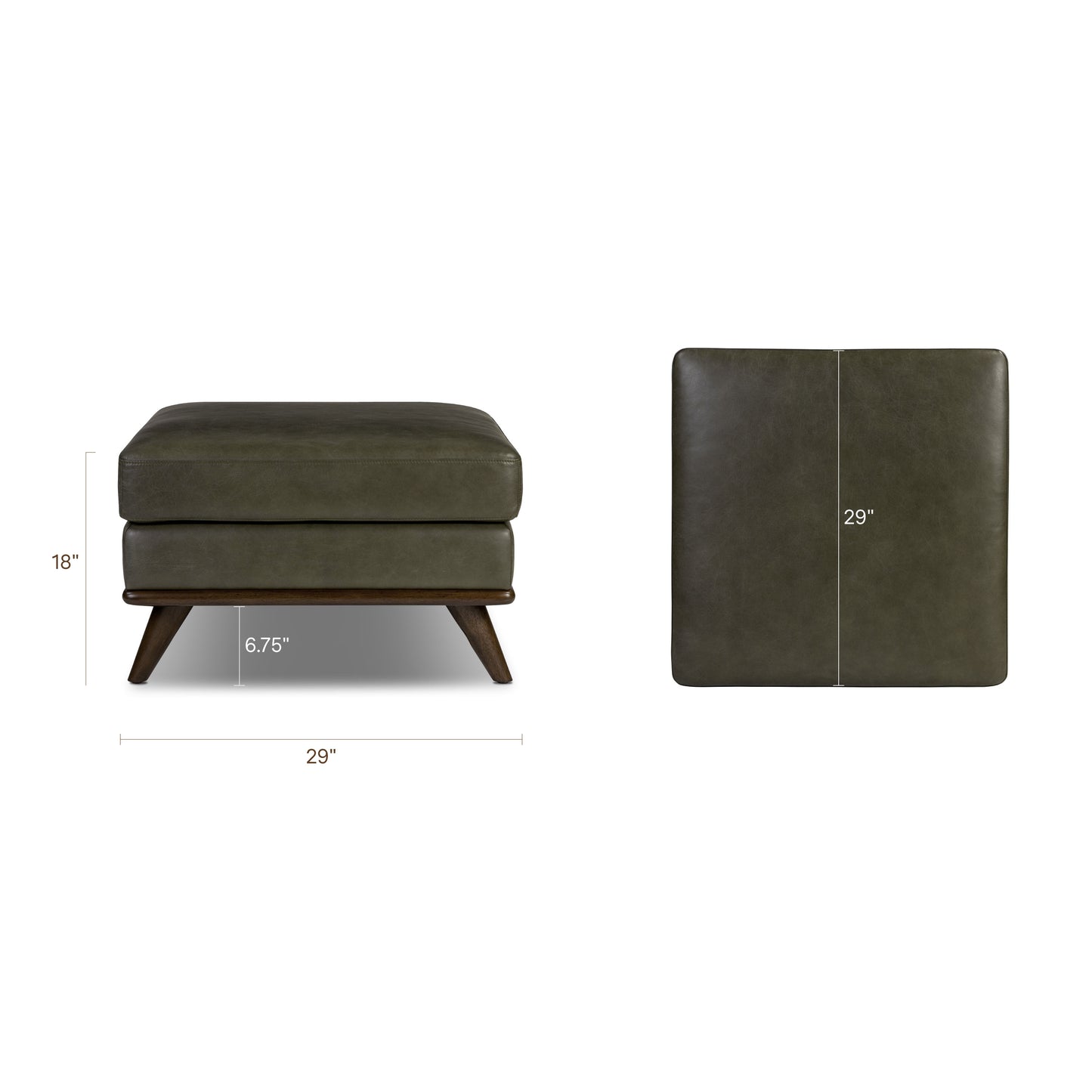Nolita Leather Ottoman | Olivine Green