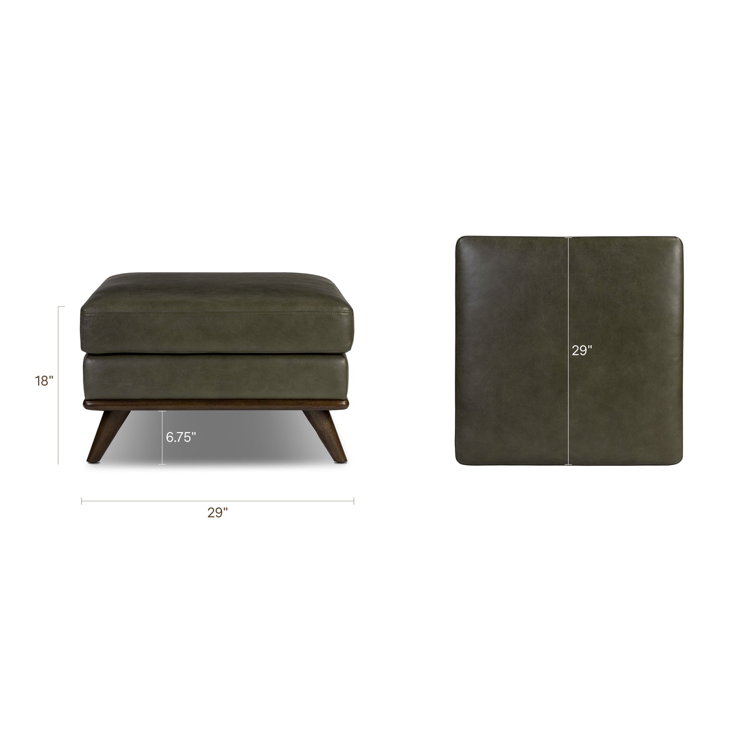 Nolita Leather Ottoman | Olivine Green 