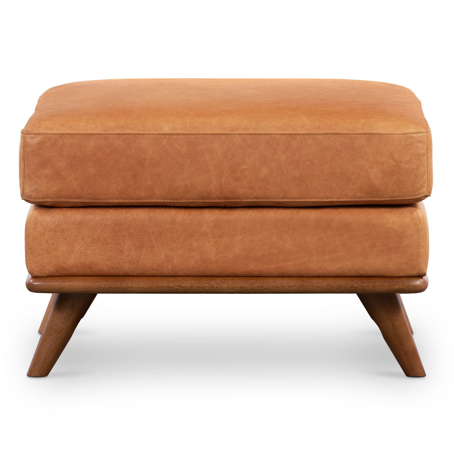Nolita Leather Ottoman | Cognac Tan