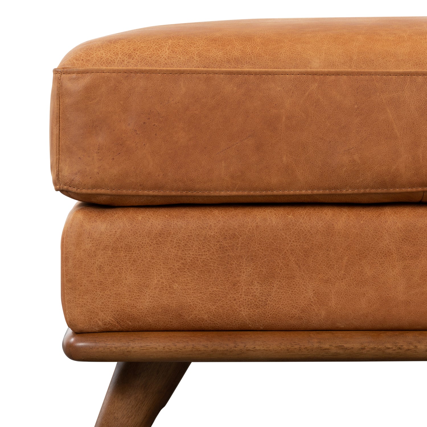 Nolita Leather Ottoman | Cognac Tan 