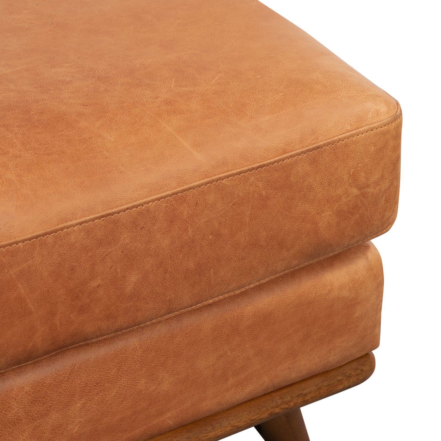 Nolita Leather Ottoman | Cognac Tan 