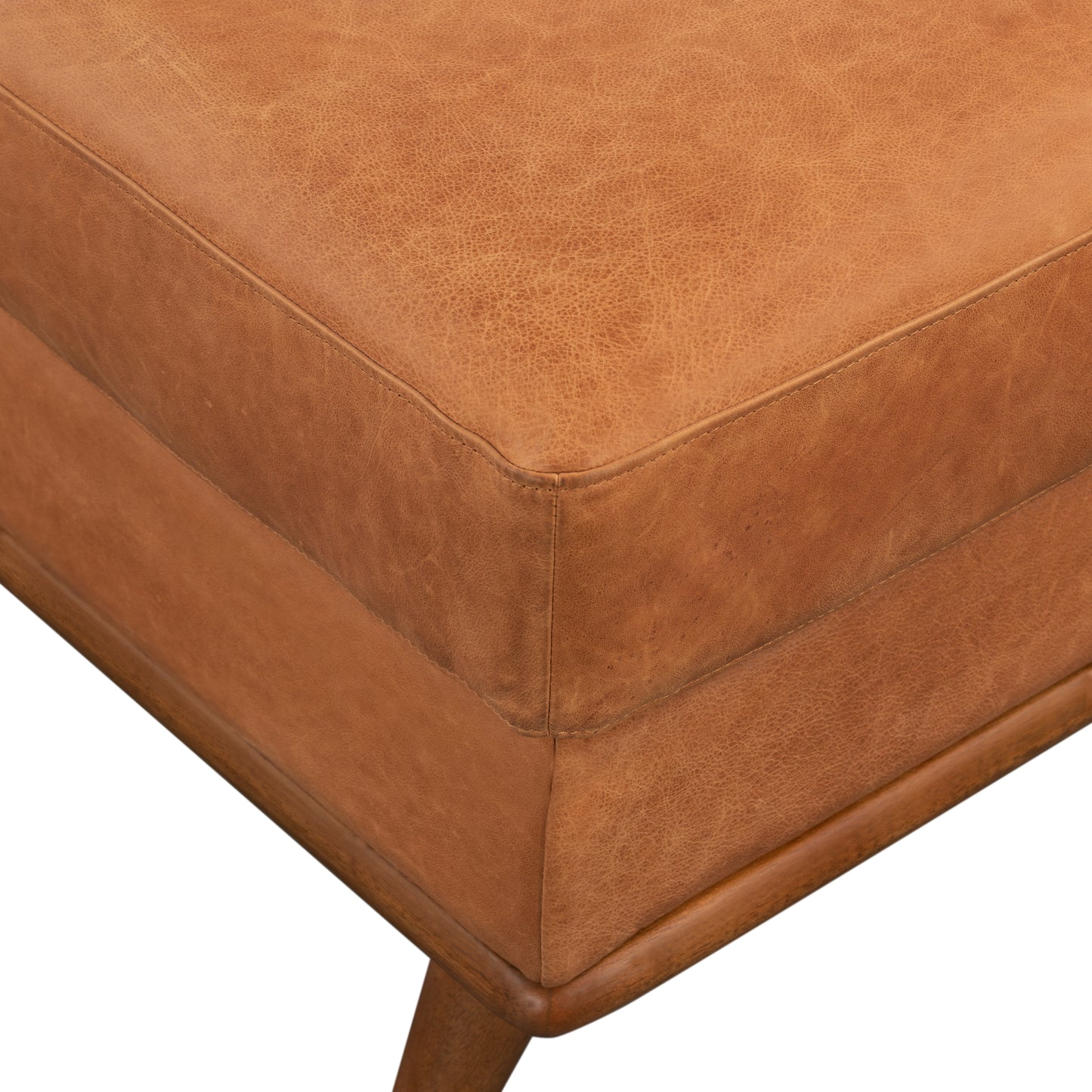 Nolita Leather Ottoman | Cognac Tan