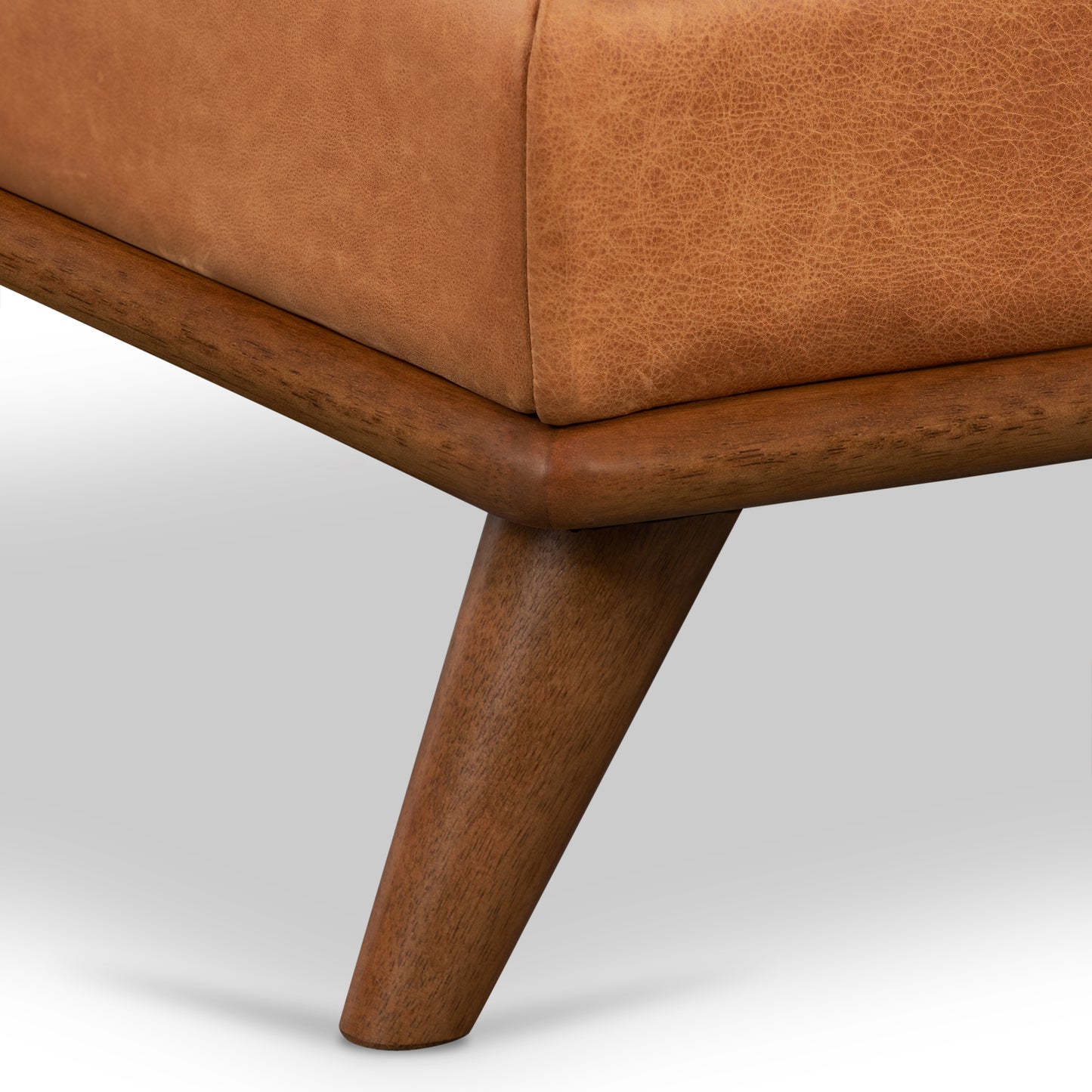 Nolita Leather Ottoman | Cognac Tan