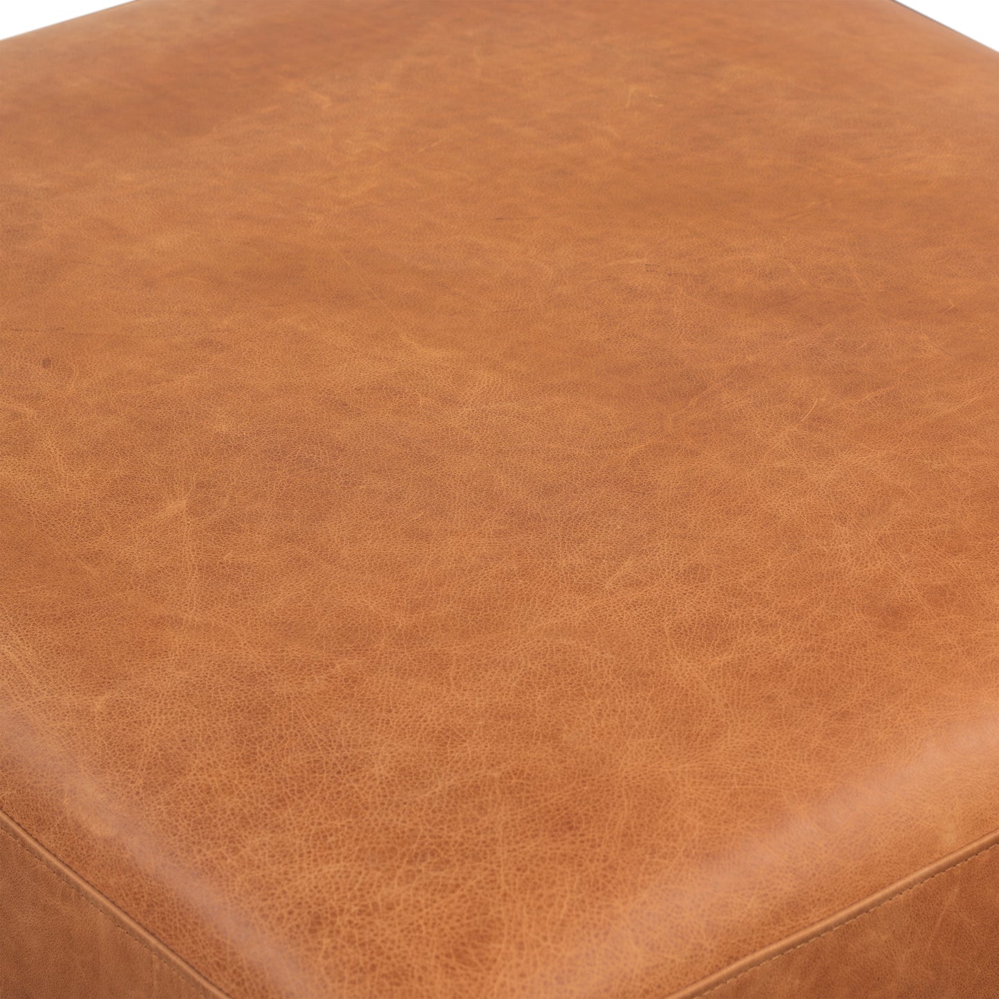 Nolita Leather Ottoman | Cognac Tan