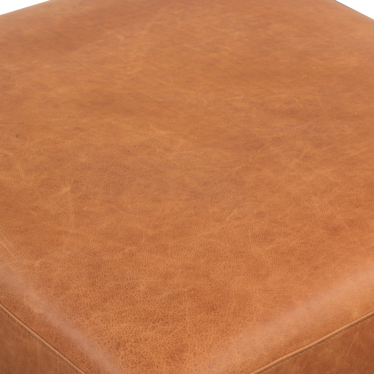Nolita Leather Ottoman | Cognac Tan 