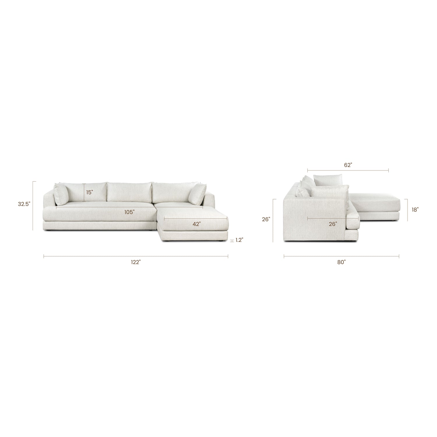 Marcel Right-Facing Sectional | Bright Ash 
