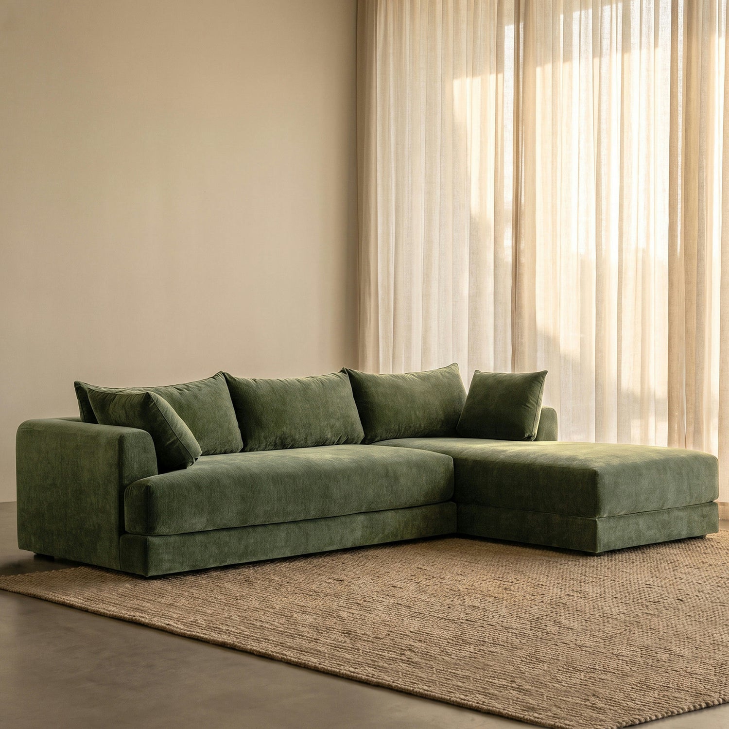 Marcel 122” Right-Facing Chaise Sectional | Sagano Green lifestyle_image