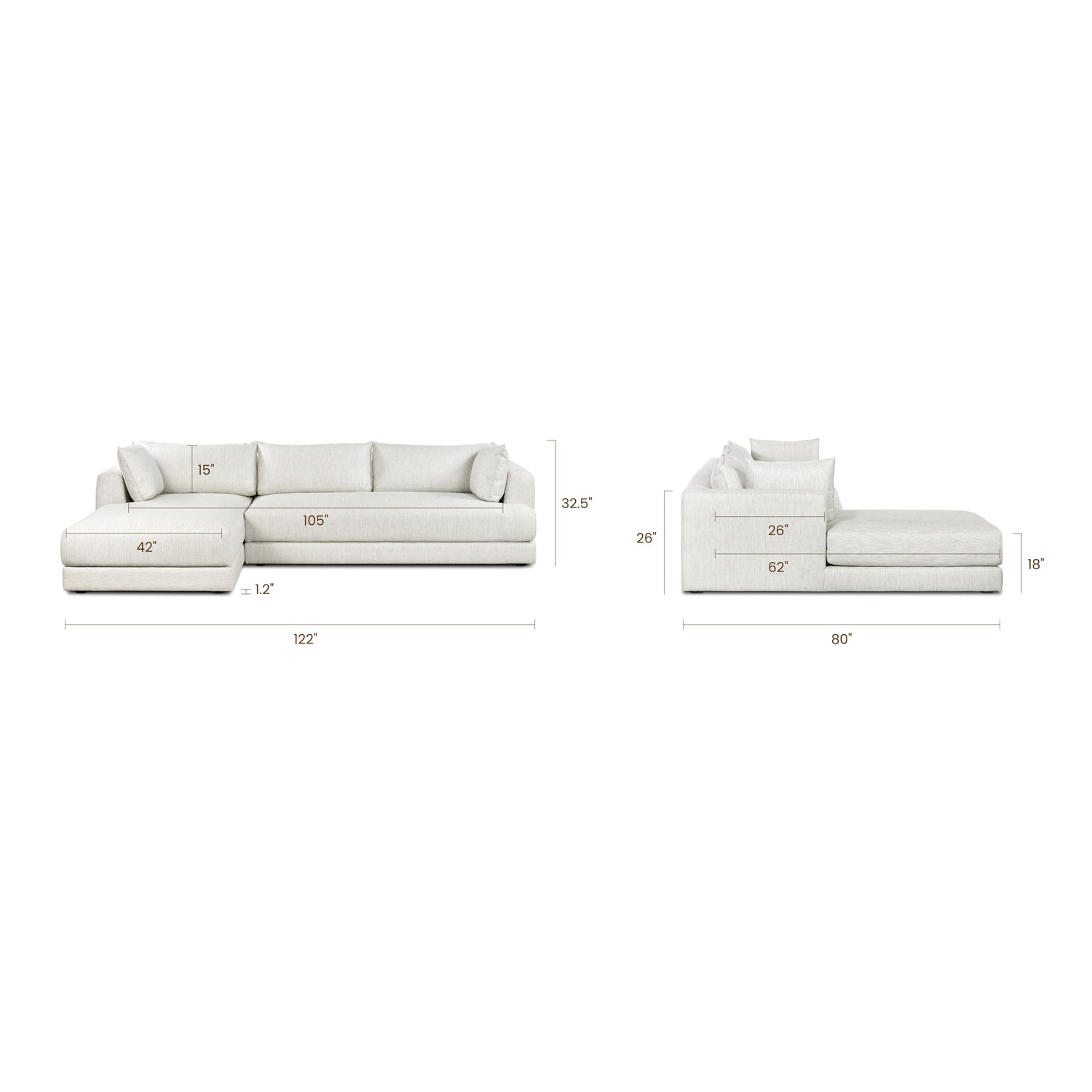 Marcel Left-Facing Sectional | Bright Ash 