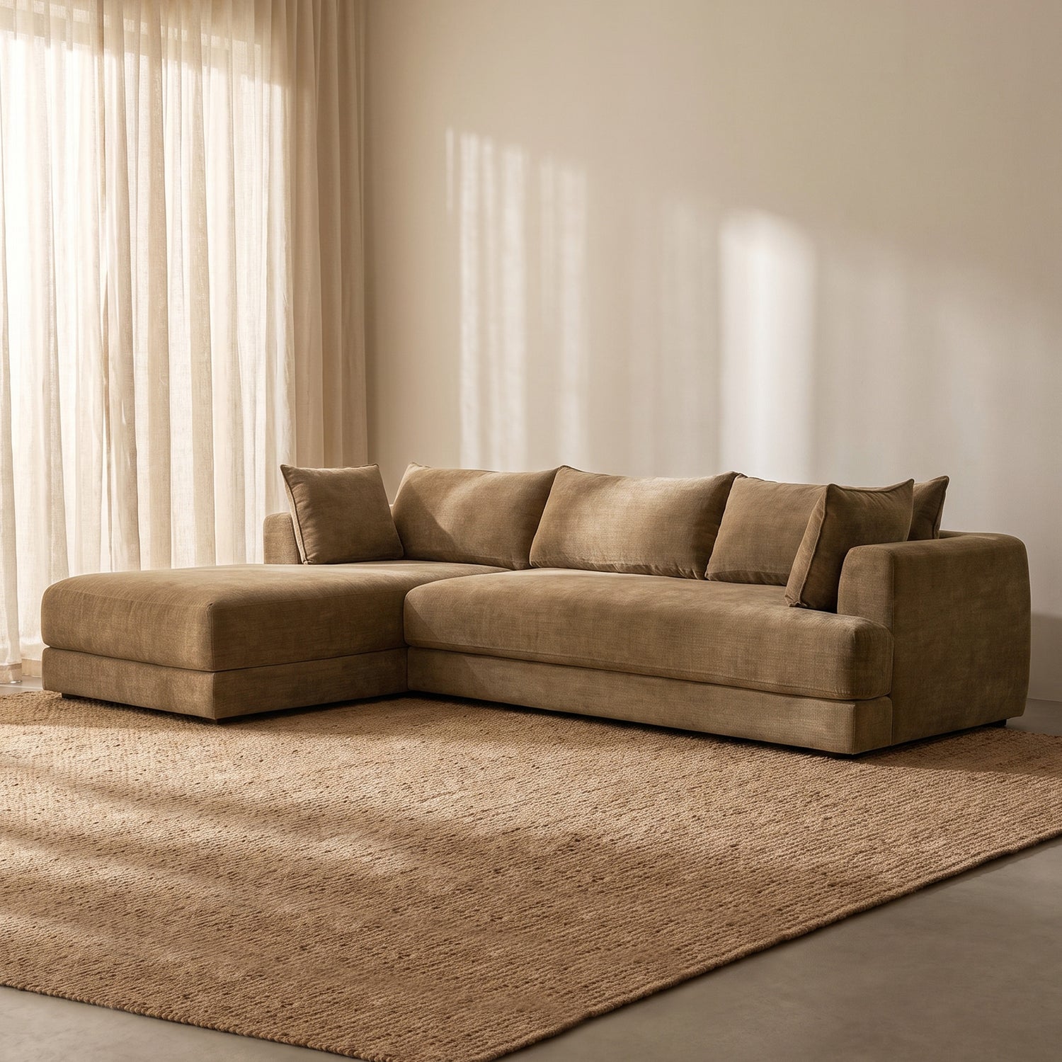 Marcel 122” Left-Facing Chaise Sectional | Tawny Brown lifestyle_image