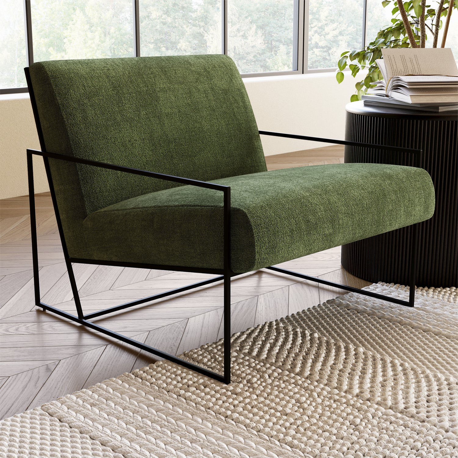 Bo Fabric Lounge Chair | Distressed Green lifestyle_image