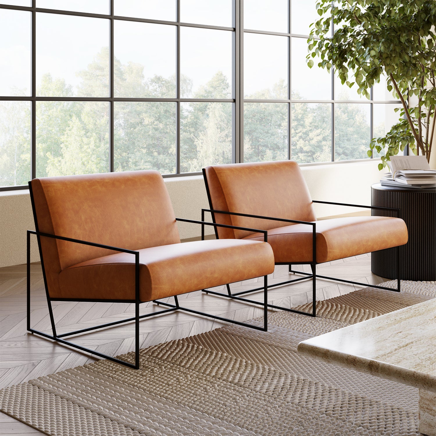 Bo Leather Lounge Chair | Cognac Tan lifestyle_image   